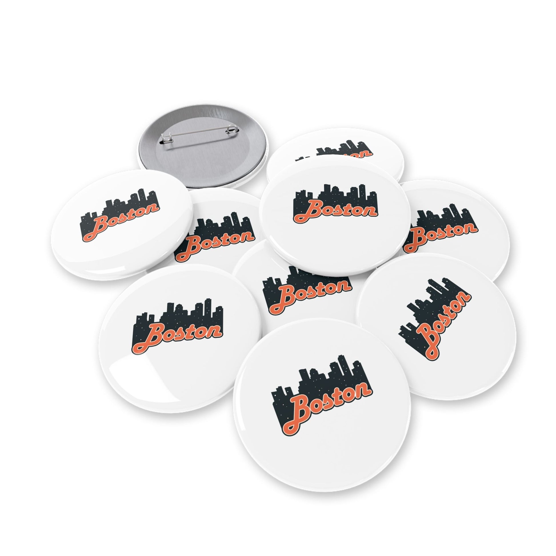 Boston Cityscape Round Pins, Enamel Badges for Jackets, Travel Souvenirs, Gifts for Him/Her, Nostalgic Accessories, Collector's Items