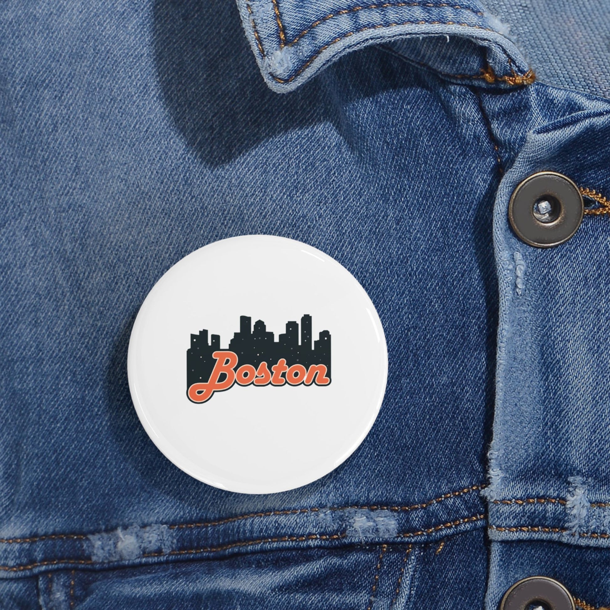 Boston Cityscape Round Pins, Enamel Badges for Jackets, Travel Souvenirs, Gifts for Him/Her, Nostalgic Accessories, Collector's Items
