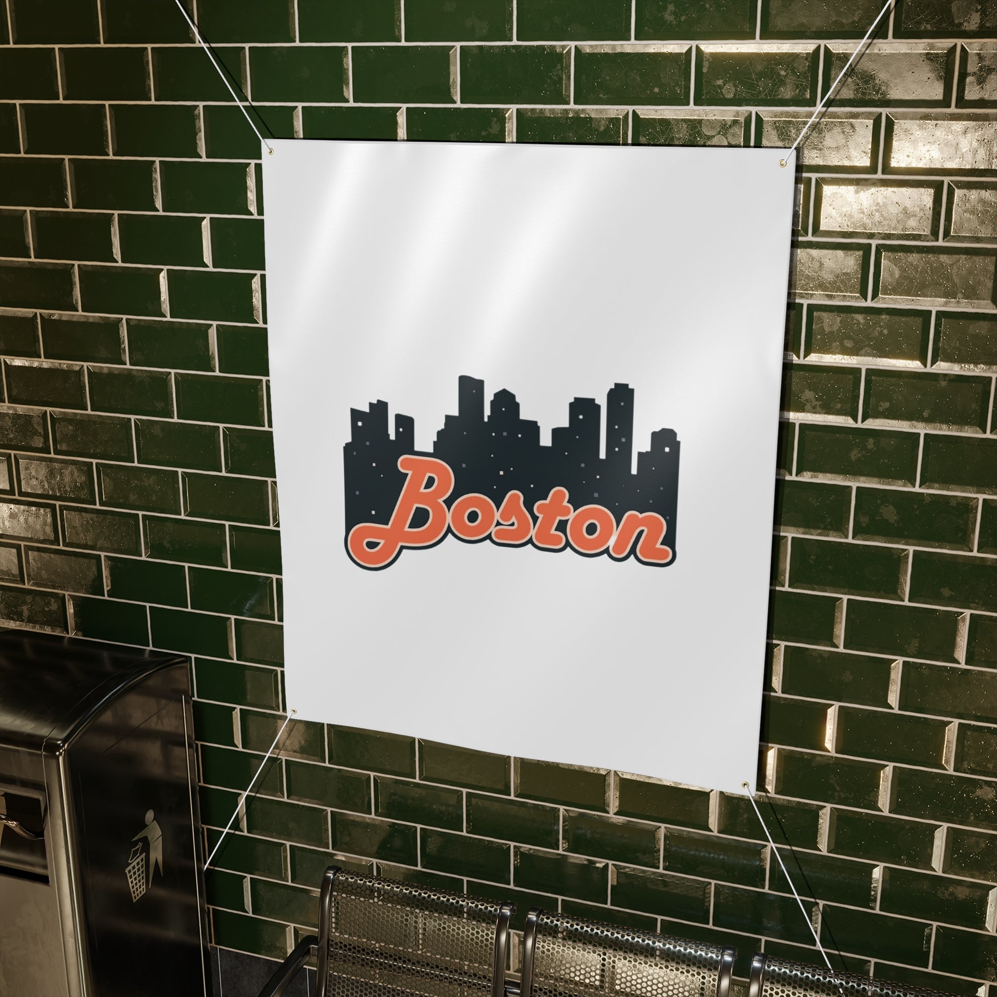 Boston City Skyline Matte Banner, Personalized Wall Decor, Outdoor Party Sign, Event Decoration, Sports Theme, Gift for Boston Fans