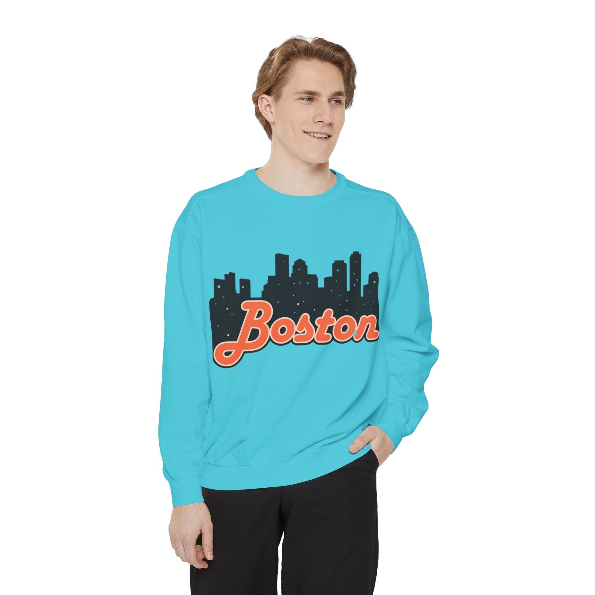 Boston City Skyline Unisex Sweatshirt, Cozy Streetwear, Perfect for Fall Outfits, Gift for Boston Lovers, Travel Apparel