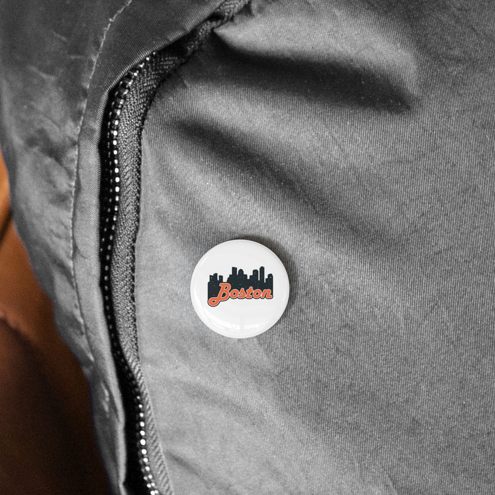Boston Cityscape Round Pins, Enamel Badges for Jackets, Travel Souvenirs, Gifts for Him/Her, Nostalgic Accessories, Collector's Items
