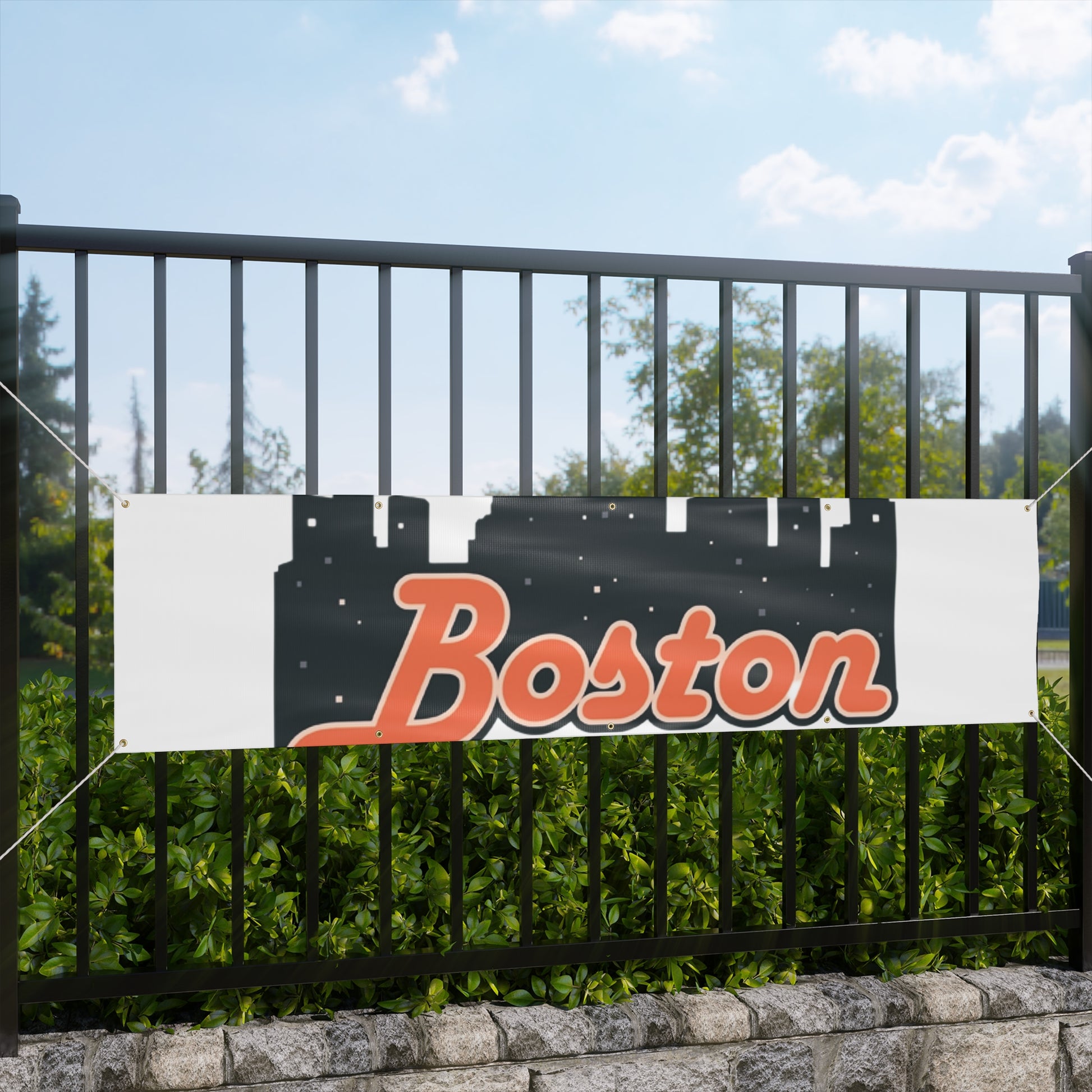 Boston City Skyline Matte Banner, Personalized Wall Decor, Outdoor Party Sign, Event Decoration, Sports Theme, Gift for Boston Fans
