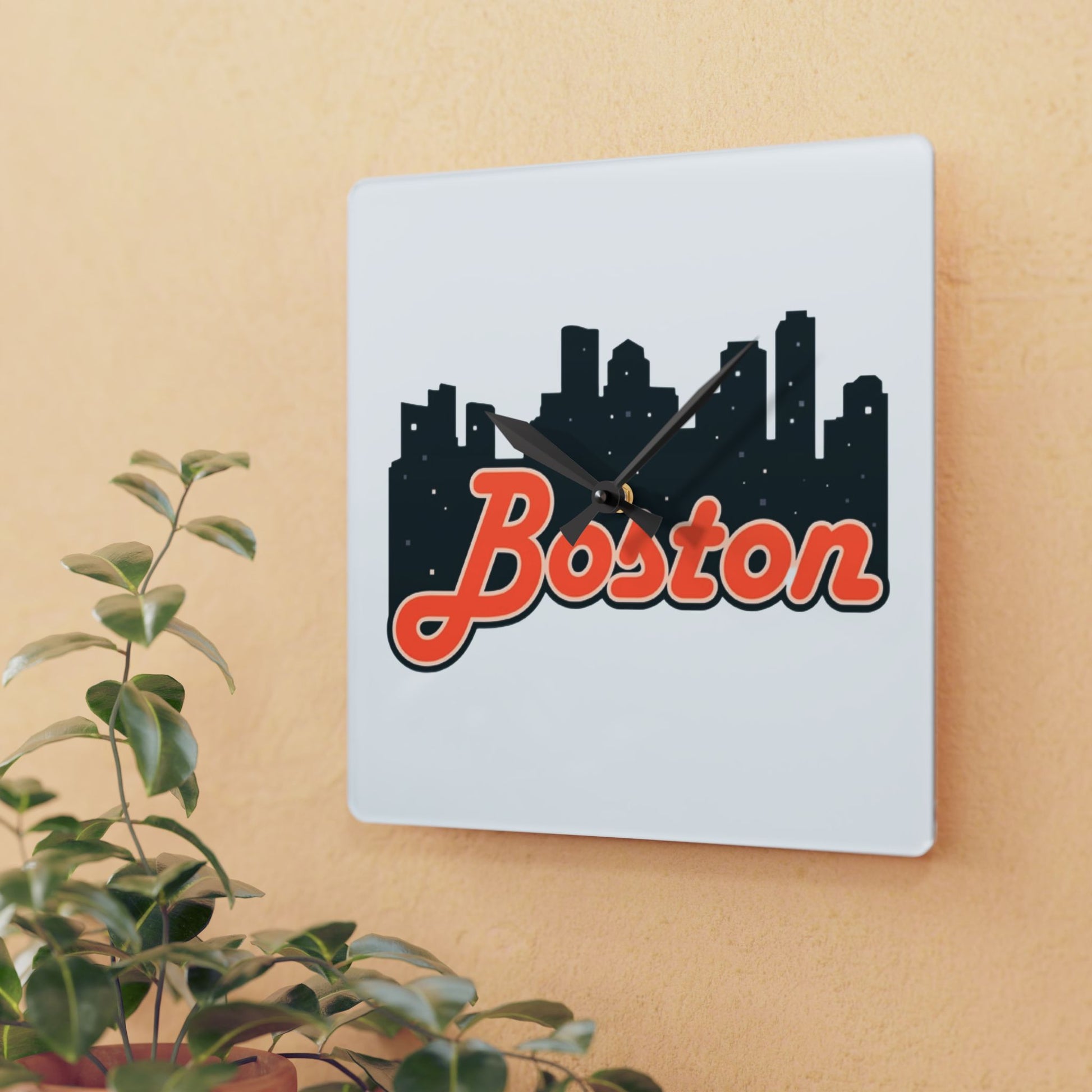 Boston Acrylic Wall Clock - Modern Home Decor, Unique Wall Art, Gift for Boston Lovers, City Skyline Decoration, Stylish Timepiece