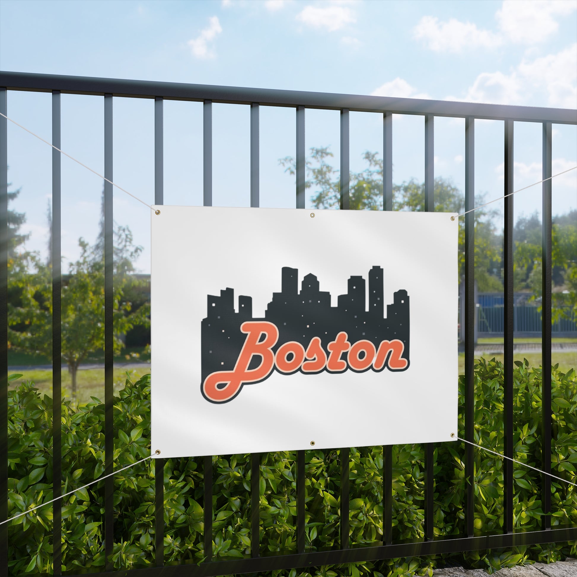 Boston City Skyline Matte Banner, Personalized Wall Decor, Outdoor Party Sign, Event Decoration, Sports Theme, Gift for Boston Fans