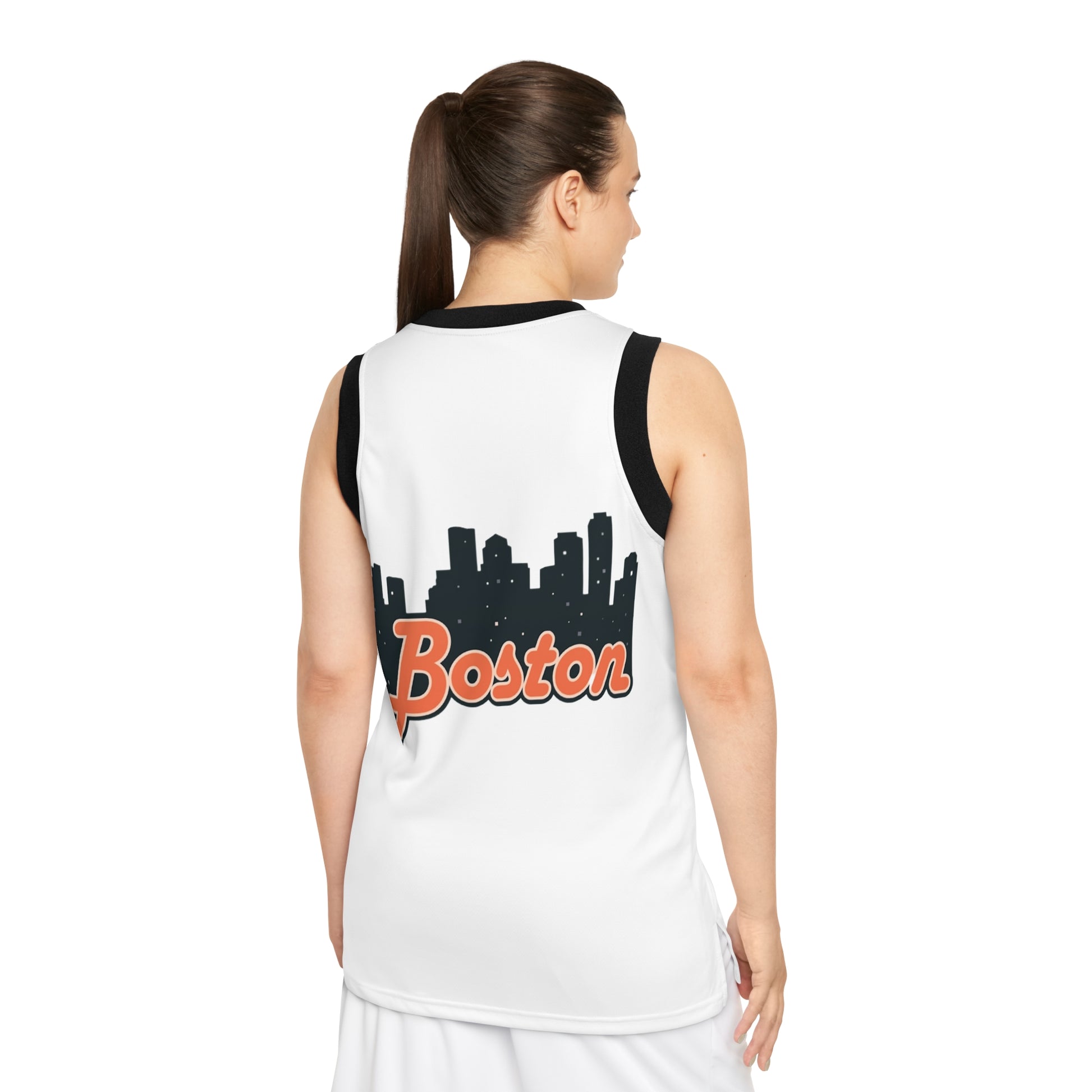 Boston City Skyline Basketball Jersey, Unisex Athletic Tank, Sporty Streetwear, Gift for Basketball Lovers, Summer Casual Wear
