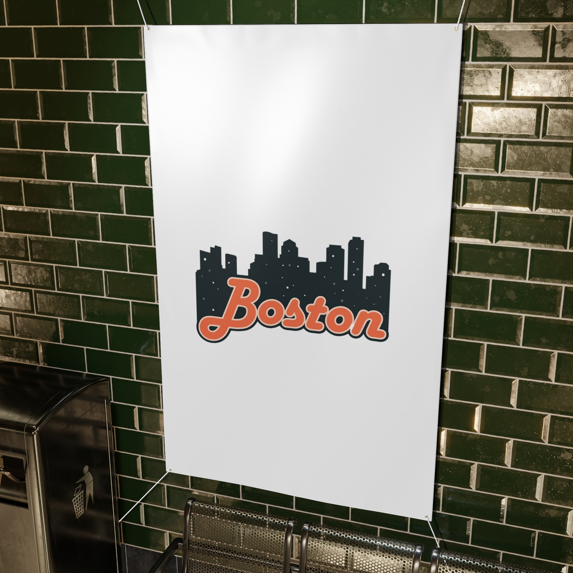 Boston City Skyline Matte Banner, Personalized Wall Decor, Outdoor Party Sign, Event Decoration, Sports Theme, Gift for Boston Fans