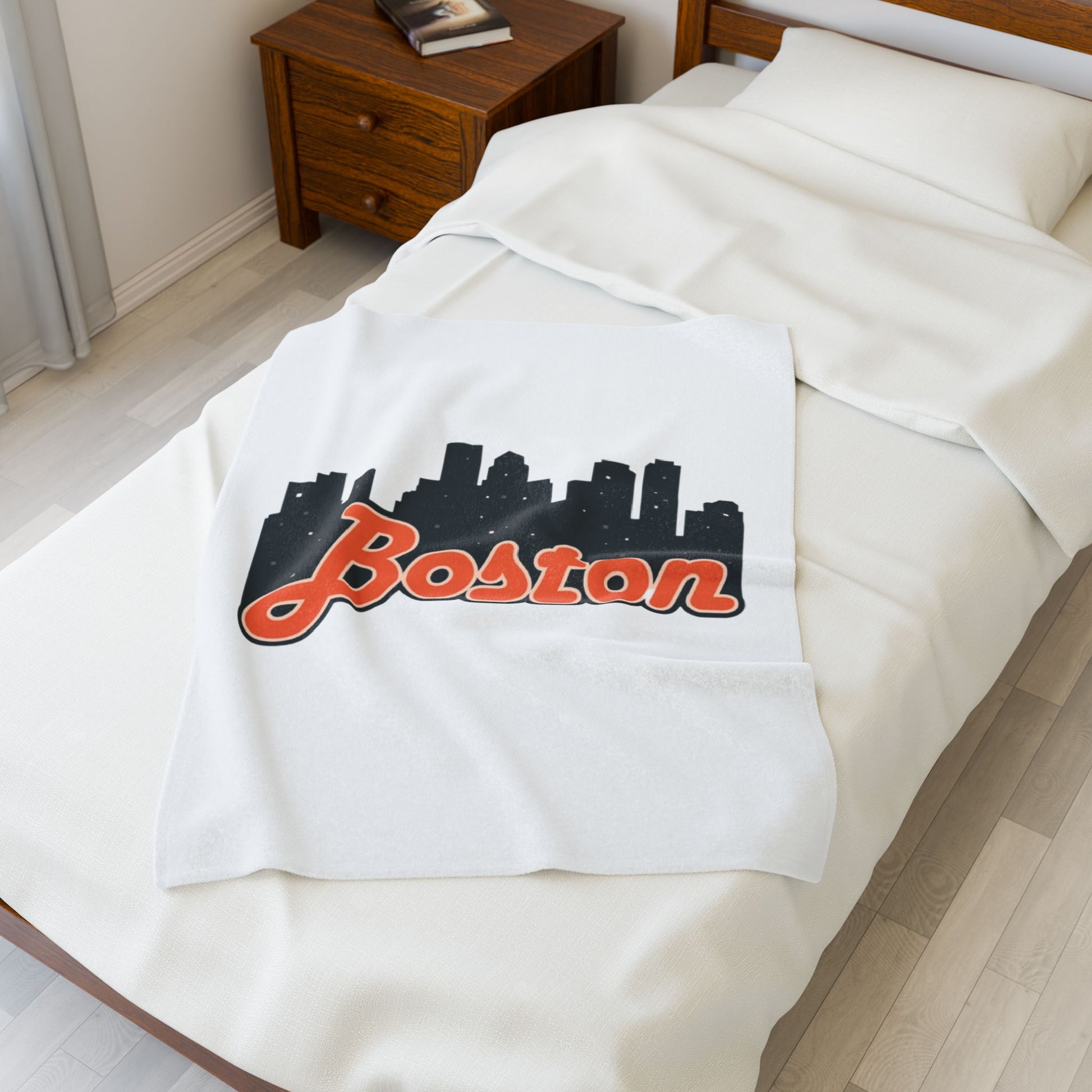 Cozy Boston Velveteen Plush Blanket | Personalized Gift, Home Decor, Soft Throw, Boston Souvenir, Travel Companion