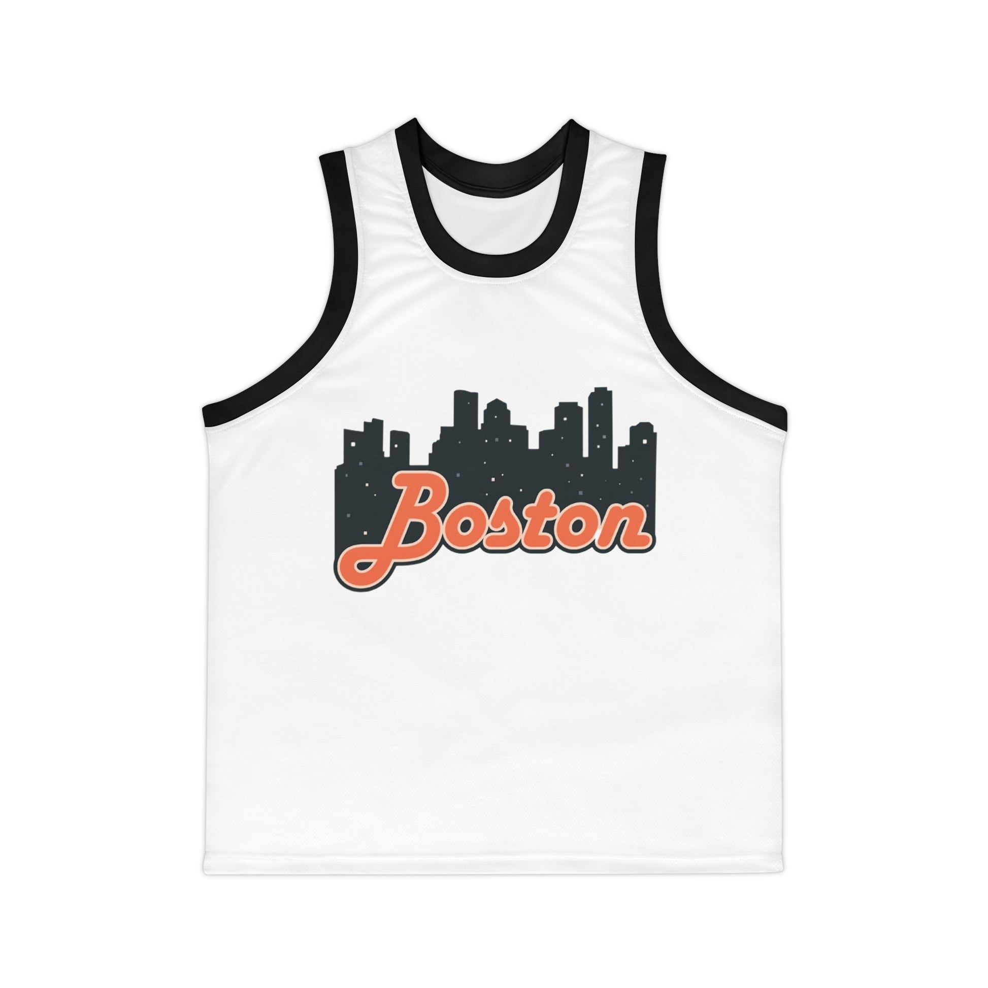 Boston City Skyline Basketball Jersey, Unisex Athletic Tank, Sporty Streetwear, Gift for Basketball Lovers, Summer Casual Wear