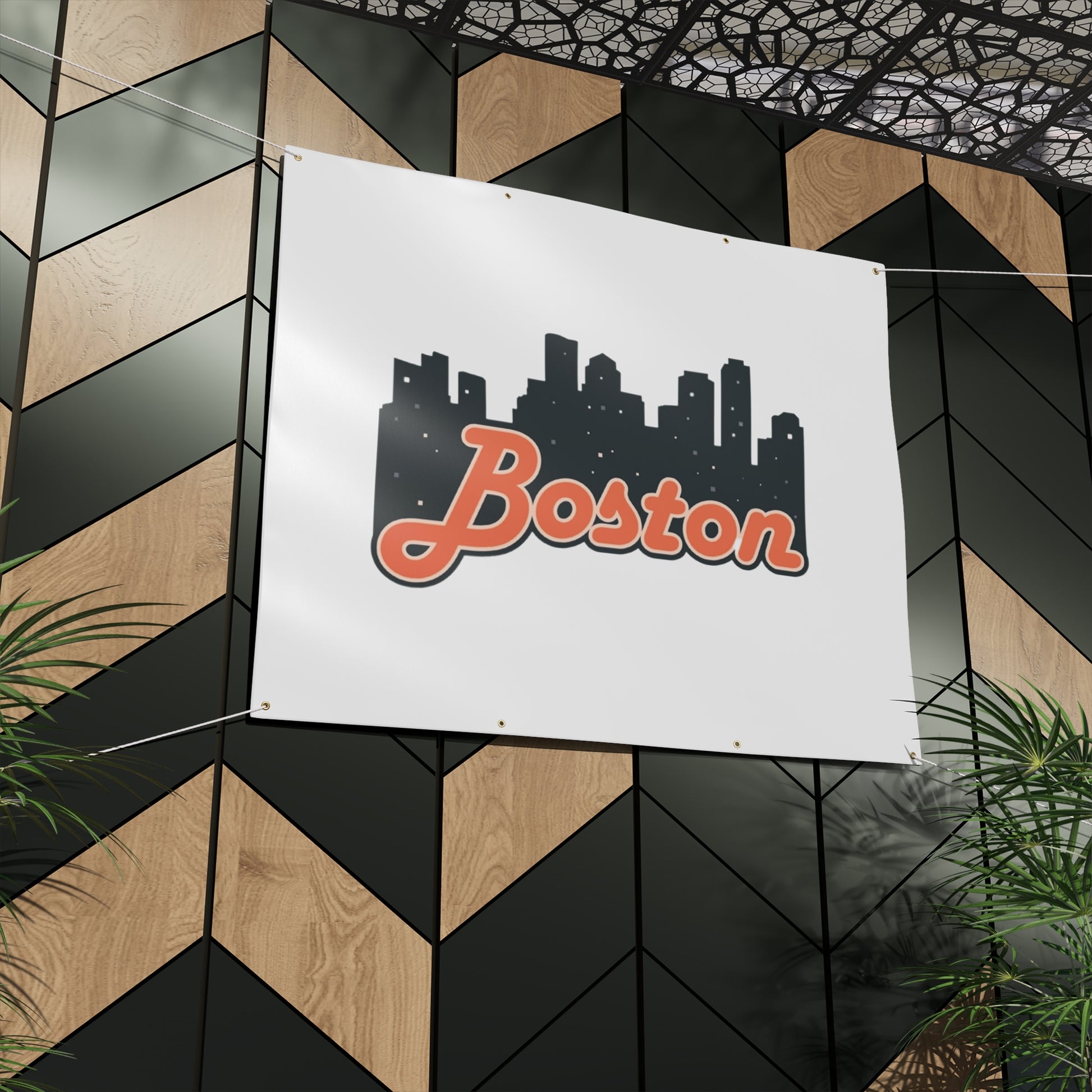 Boston City Skyline Matte Banner, Personalized Wall Decor, Outdoor Party Sign, Event Decoration, Sports Theme, Gift for Boston Fans
