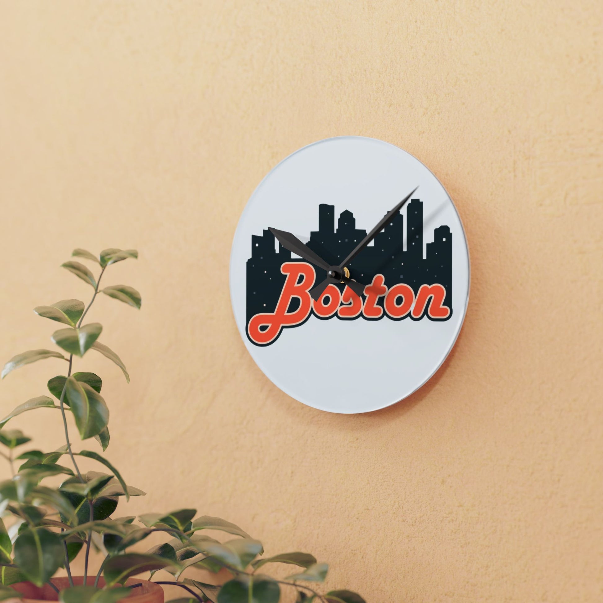 Boston Acrylic Wall Clock - Modern Home Decor, Unique Wall Art, Gift for Boston Lovers, City Skyline Decoration, Stylish Timepiece