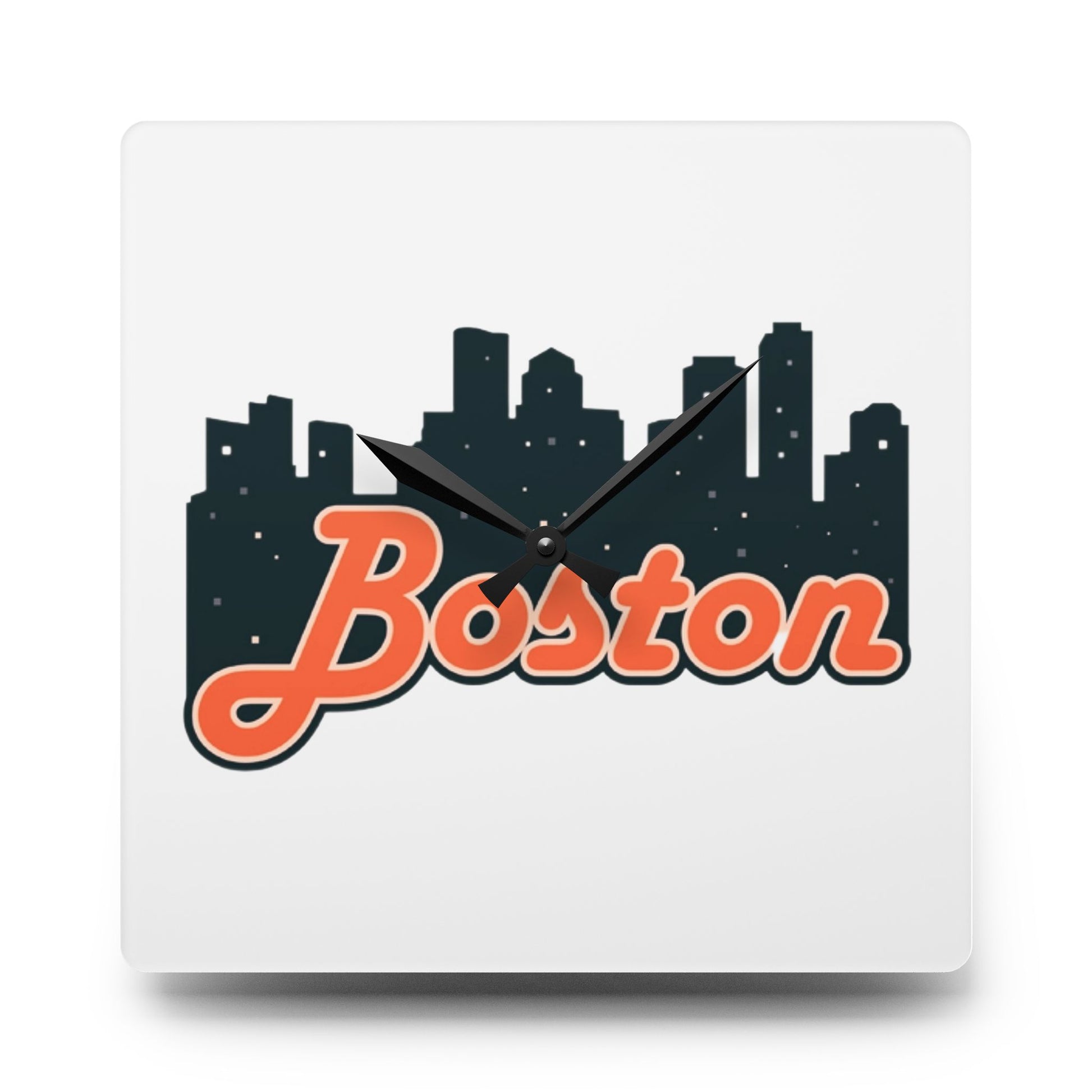 Boston Acrylic Wall Clock - Modern Home Decor, Unique Wall Art, Gift for Boston Lovers, City Skyline Decoration, Stylish Timepiece