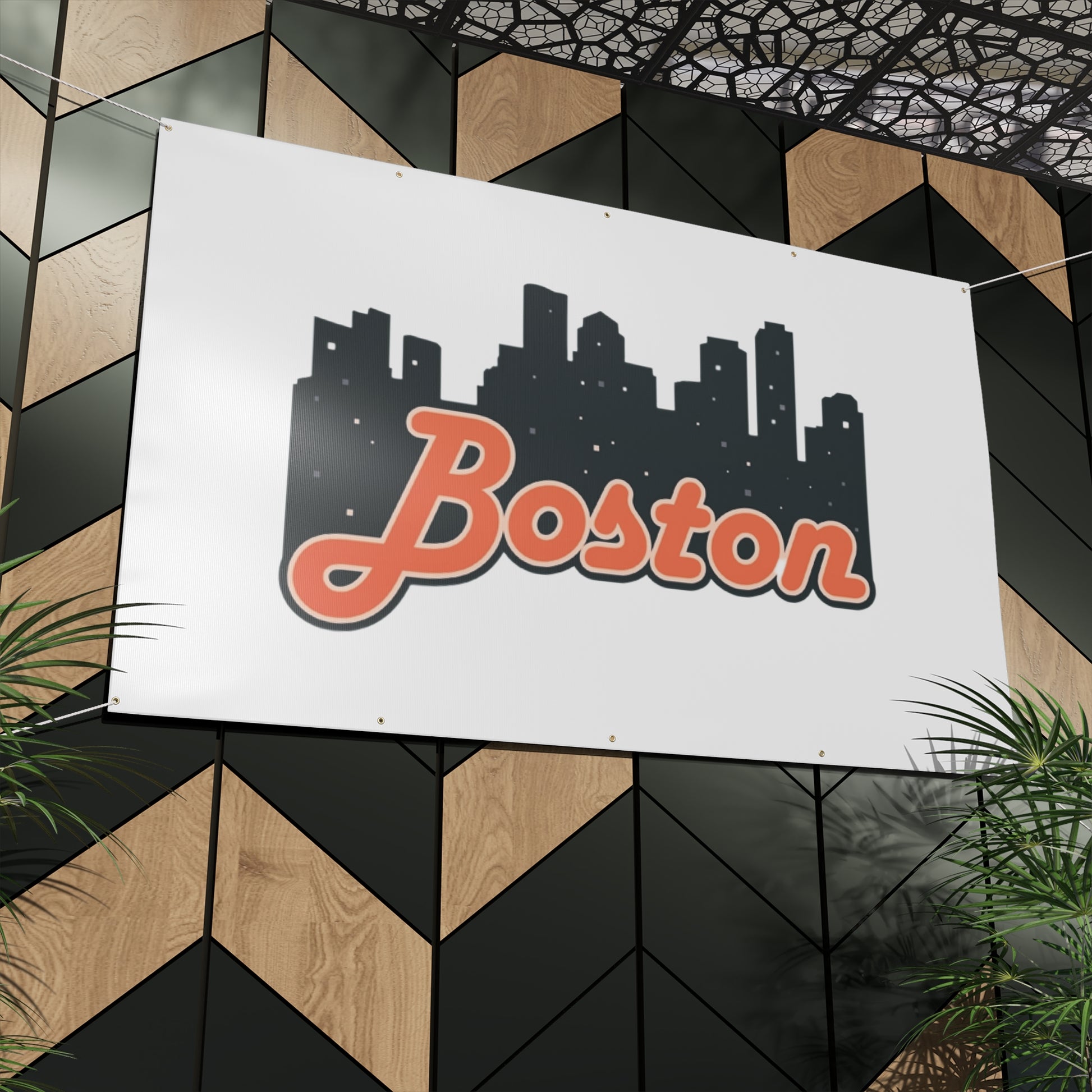 Boston City Skyline Matte Banner, Personalized Wall Decor, Outdoor Party Sign, Event Decoration, Sports Theme, Gift for Boston Fans
