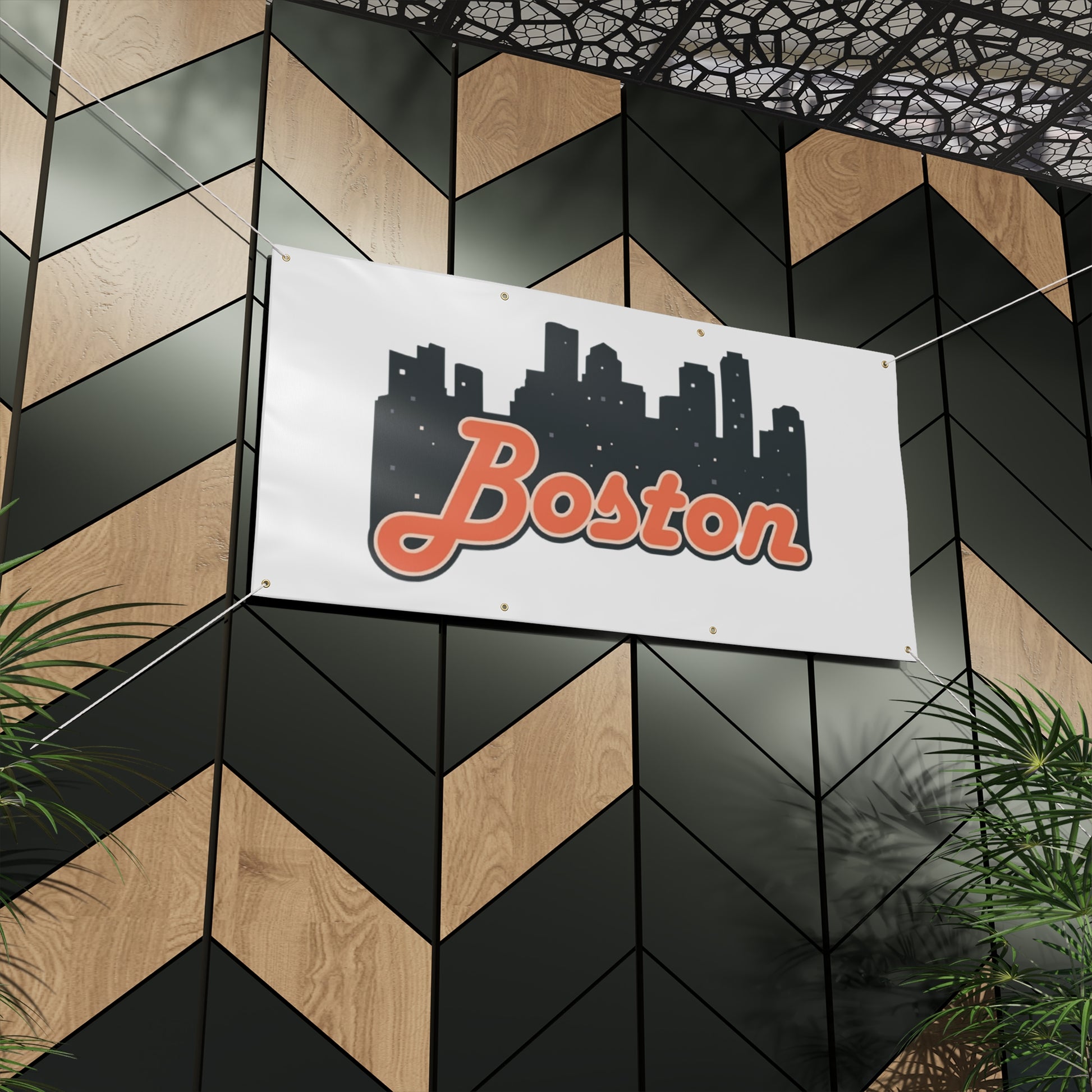 Boston City Skyline Matte Banner, Personalized Wall Decor, Outdoor Party Sign, Event Decoration, Sports Theme, Gift for Boston Fans