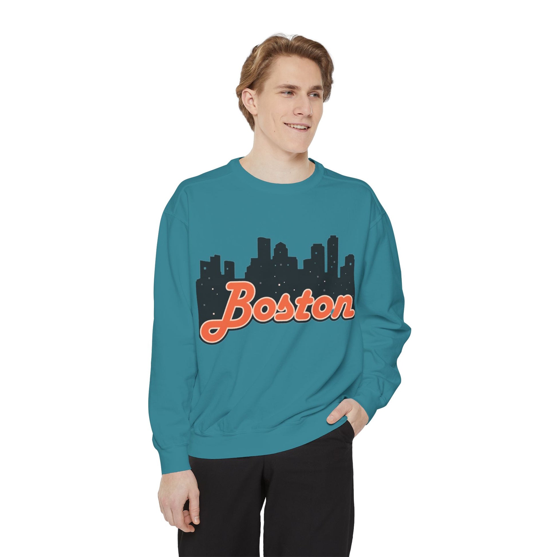 Boston City Skyline Unisex Sweatshirt, Cozy Streetwear, Perfect for Fall Outfits, Gift for Boston Lovers, Travel Apparel