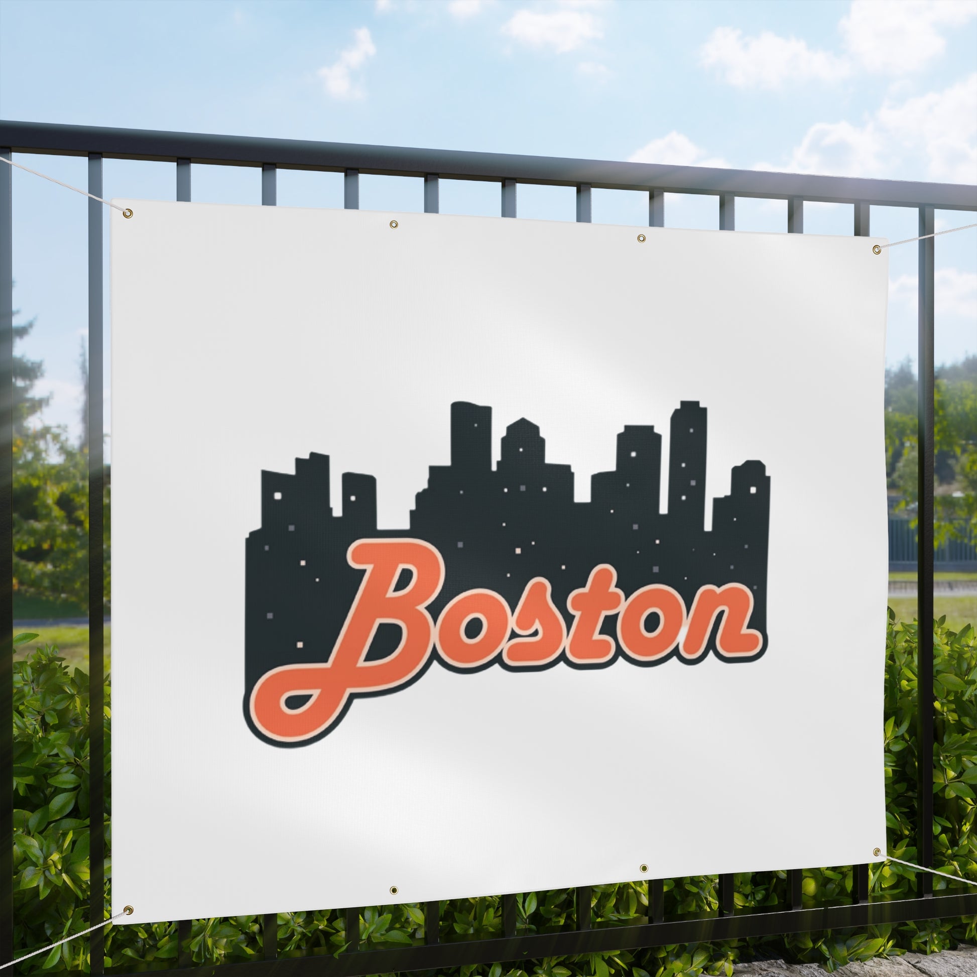 Boston City Skyline Matte Banner, Personalized Wall Decor, Outdoor Party Sign, Event Decoration, Sports Theme, Gift for Boston Fans