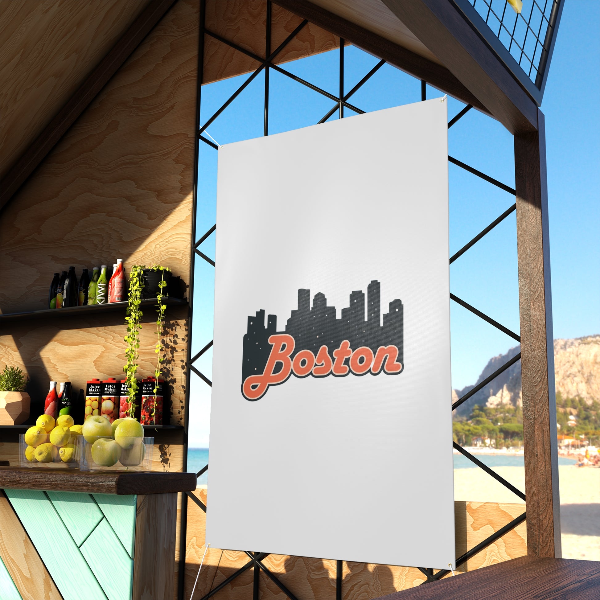 Boston City Skyline Matte Banner, Personalized Wall Decor, Outdoor Party Sign, Event Decoration, Sports Theme, Gift for Boston Fans