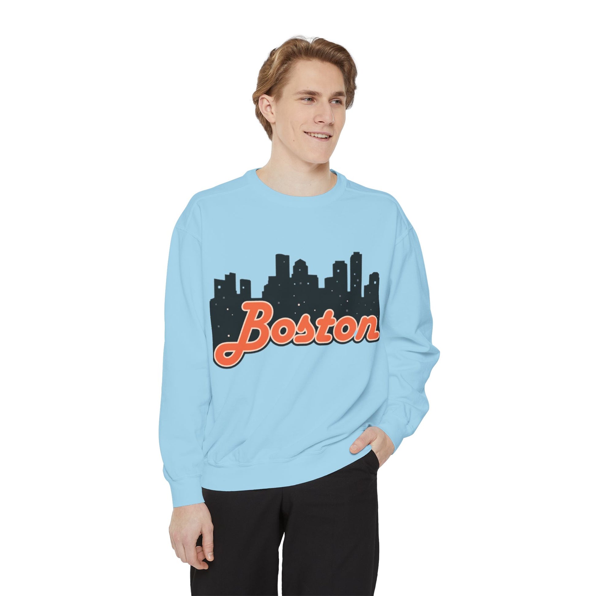 Boston City Skyline Unisex Sweatshirt, Cozy Streetwear, Perfect for Fall Outfits, Gift for Boston Lovers, Travel Apparel