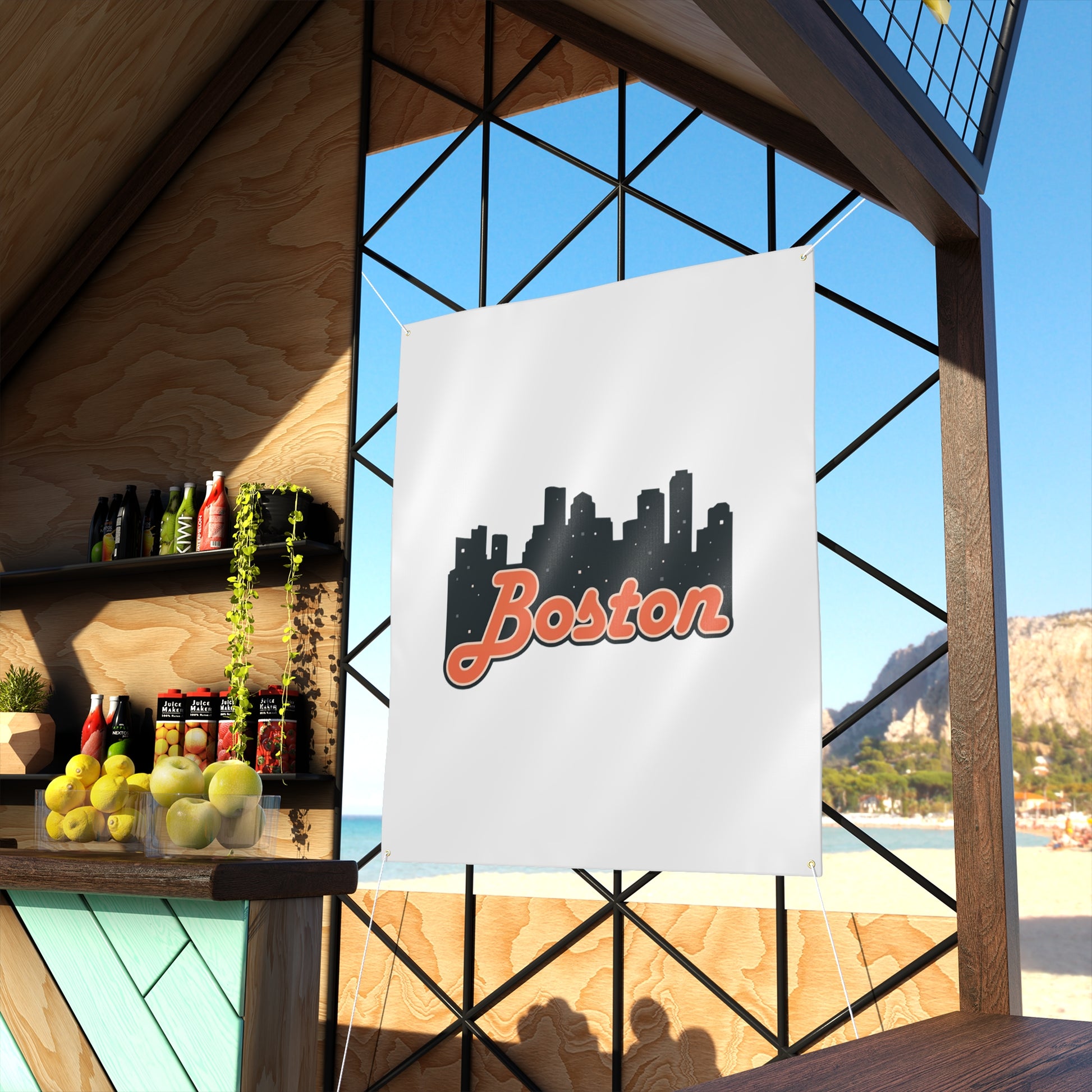 Boston City Skyline Matte Banner, Personalized Wall Decor, Outdoor Party Sign, Event Decoration, Sports Theme, Gift for Boston Fans