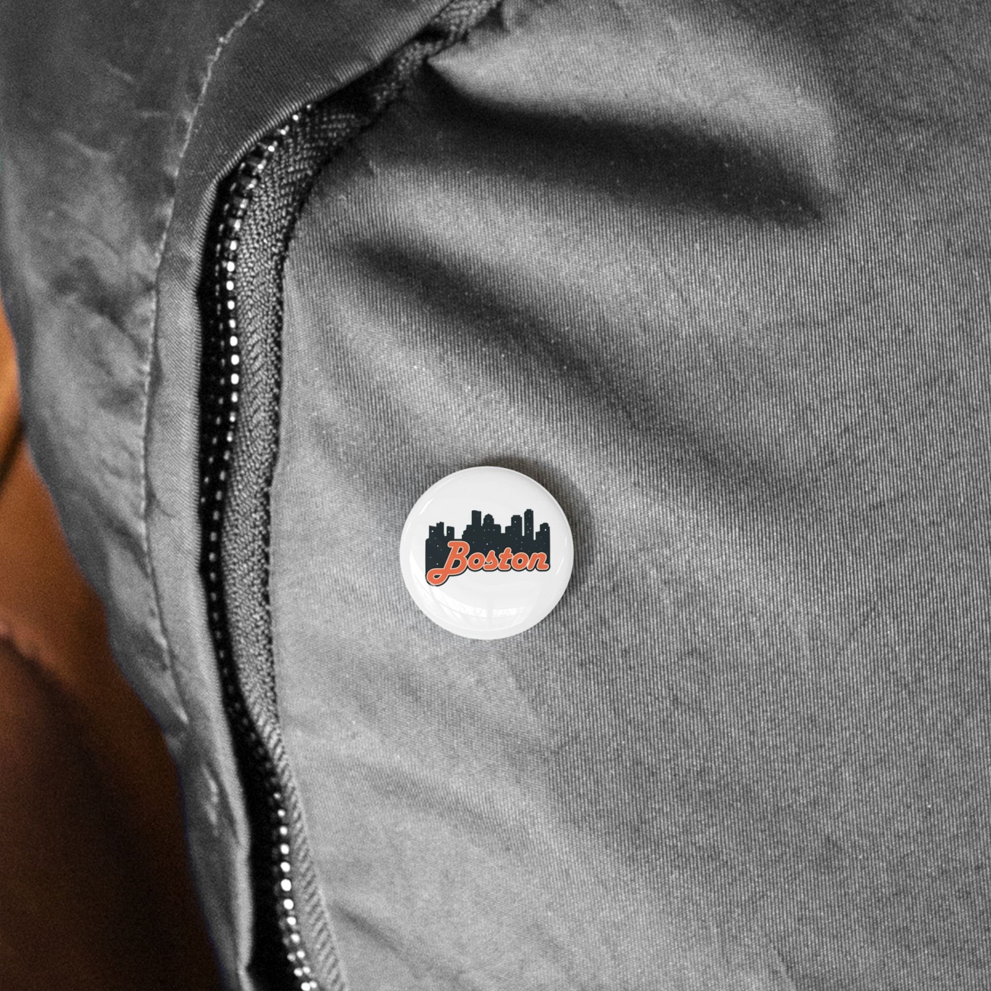 Boston Cityscape Round Pins, Enamel Badges for Jackets, Travel Souvenirs, Gifts for Him/Her, Nostalgic Accessories, Collector's Items