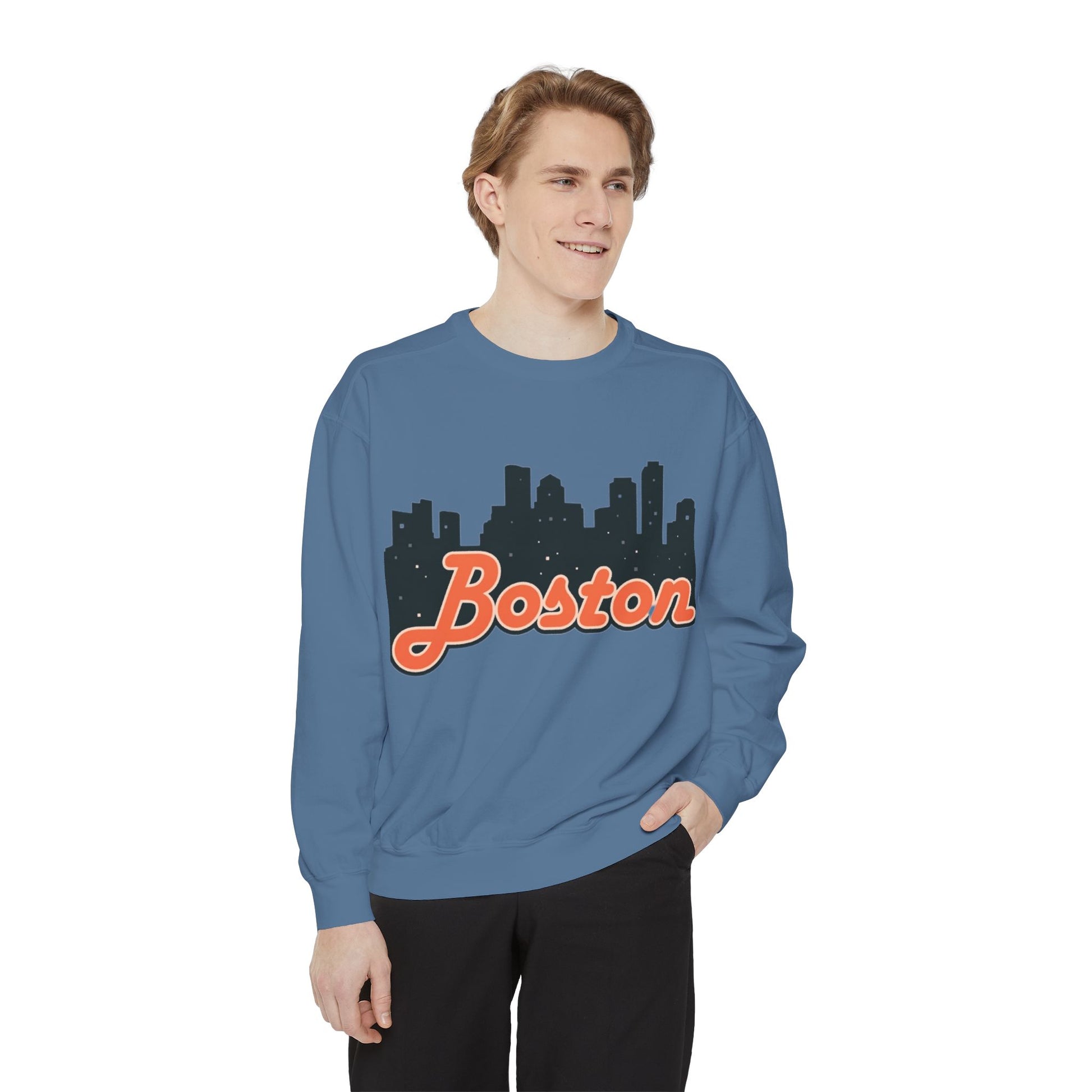 Boston City Skyline Unisex Sweatshirt, Cozy Streetwear, Perfect for Fall Outfits, Gift for Boston Lovers, Travel Apparel