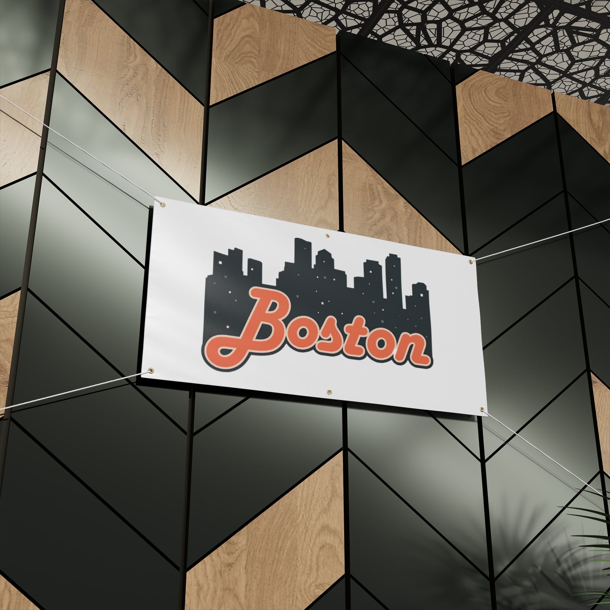 Boston City Skyline Matte Banner, Personalized Wall Decor, Outdoor Party Sign, Event Decoration, Sports Theme, Gift for Boston Fans