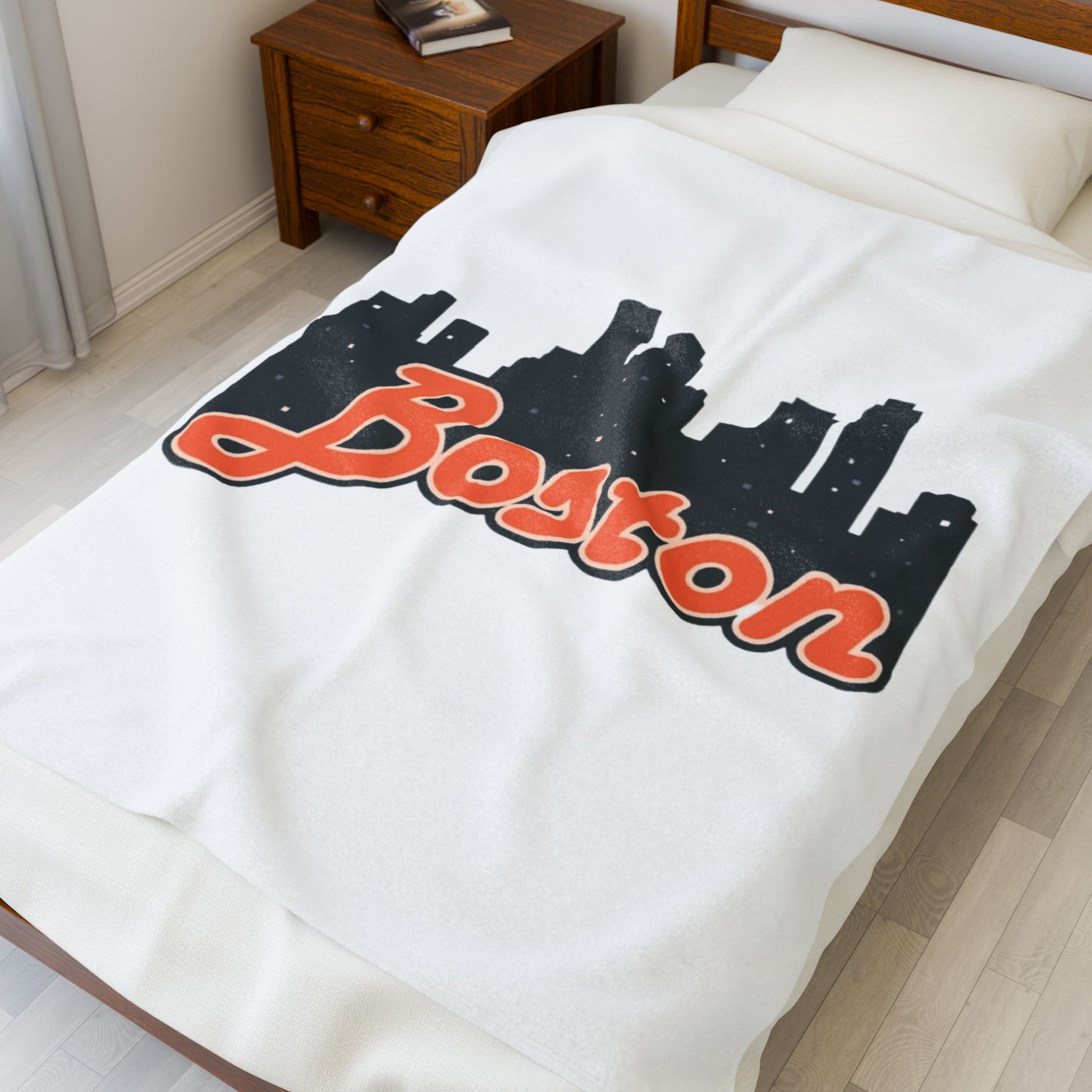 Cozy Boston Velveteen Plush Blanket | Personalized Gift, Home Decor, Soft Throw, Boston Souvenir, Travel Companion