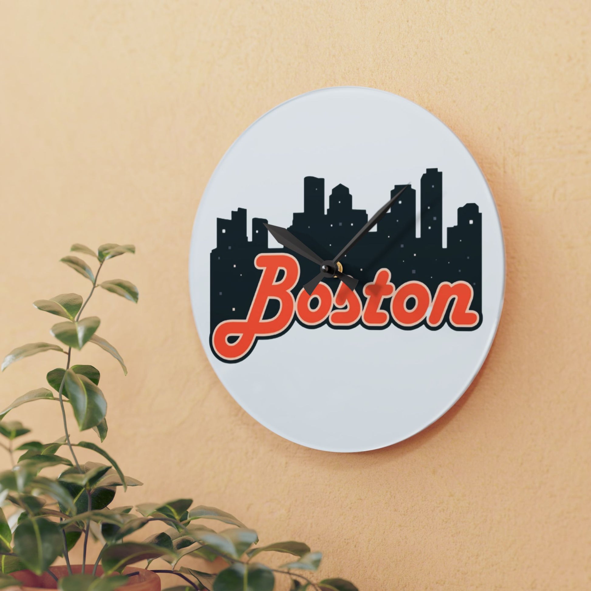 Boston Acrylic Wall Clock - Modern Home Decor, Unique Wall Art, Gift for Boston Lovers, City Skyline Decoration, Stylish Timepiece