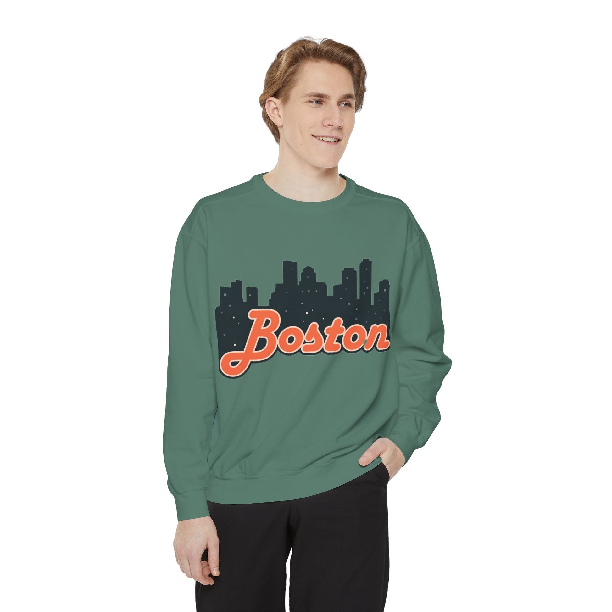 Boston City Skyline Unisex Sweatshirt, Cozy Streetwear, Perfect for Fall Outfits, Gift for Boston Lovers, Travel Apparel