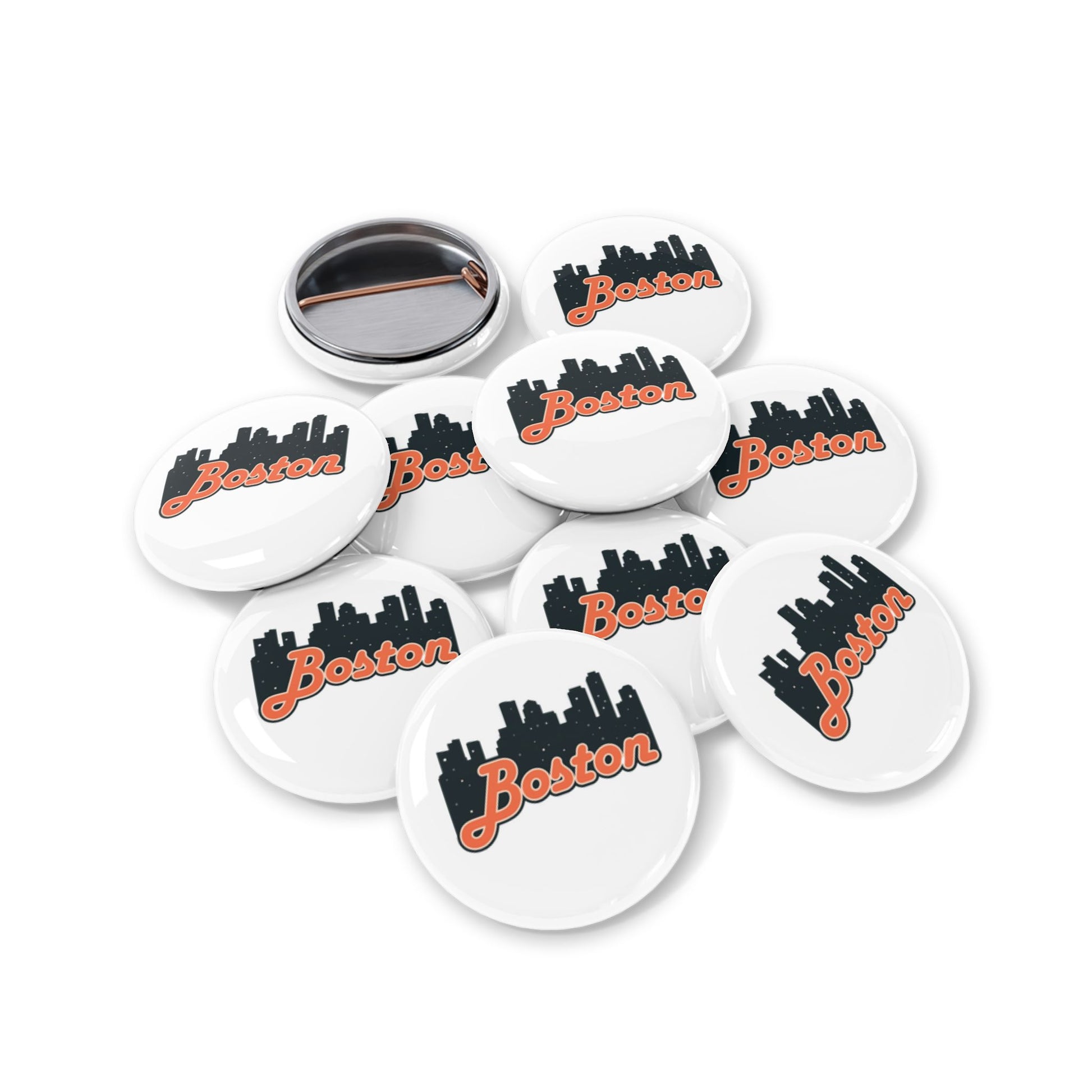 Boston Cityscape Round Pins, Enamel Badges for Jackets, Travel Souvenirs, Gifts for Him/Her, Nostalgic Accessories, Collector's Items