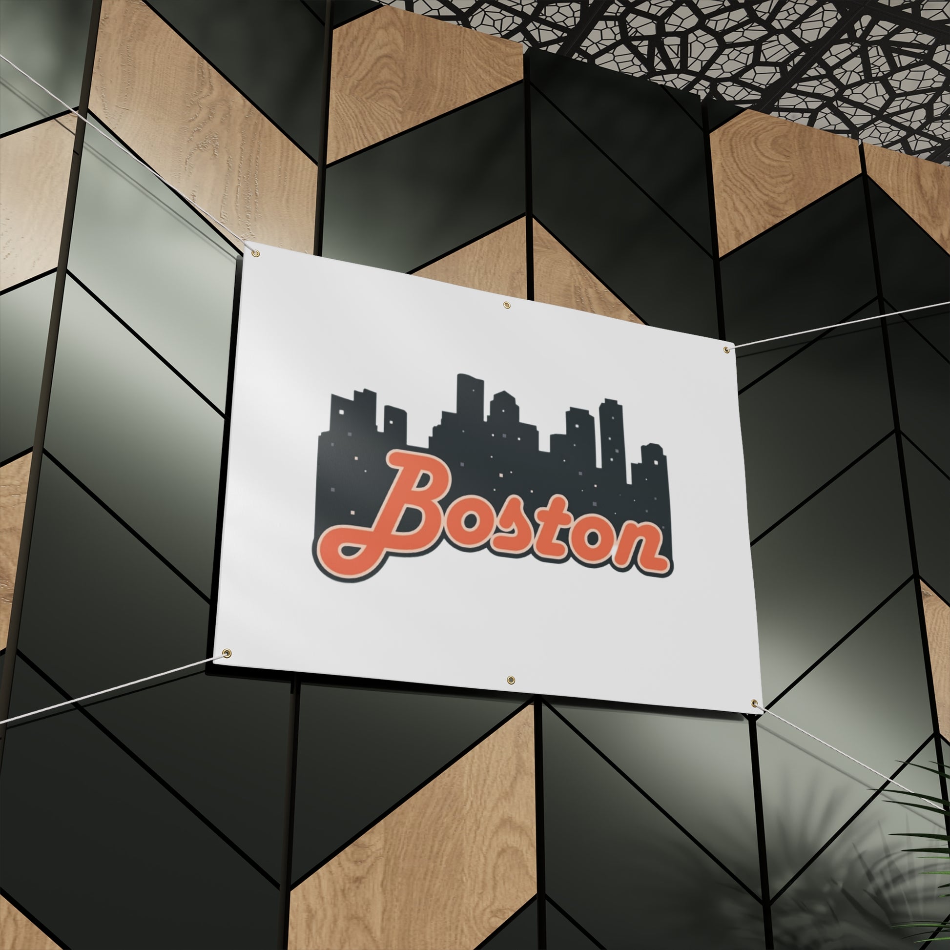 Boston City Skyline Matte Banner, Personalized Wall Decor, Outdoor Party Sign, Event Decoration, Sports Theme, Gift for Boston Fans
