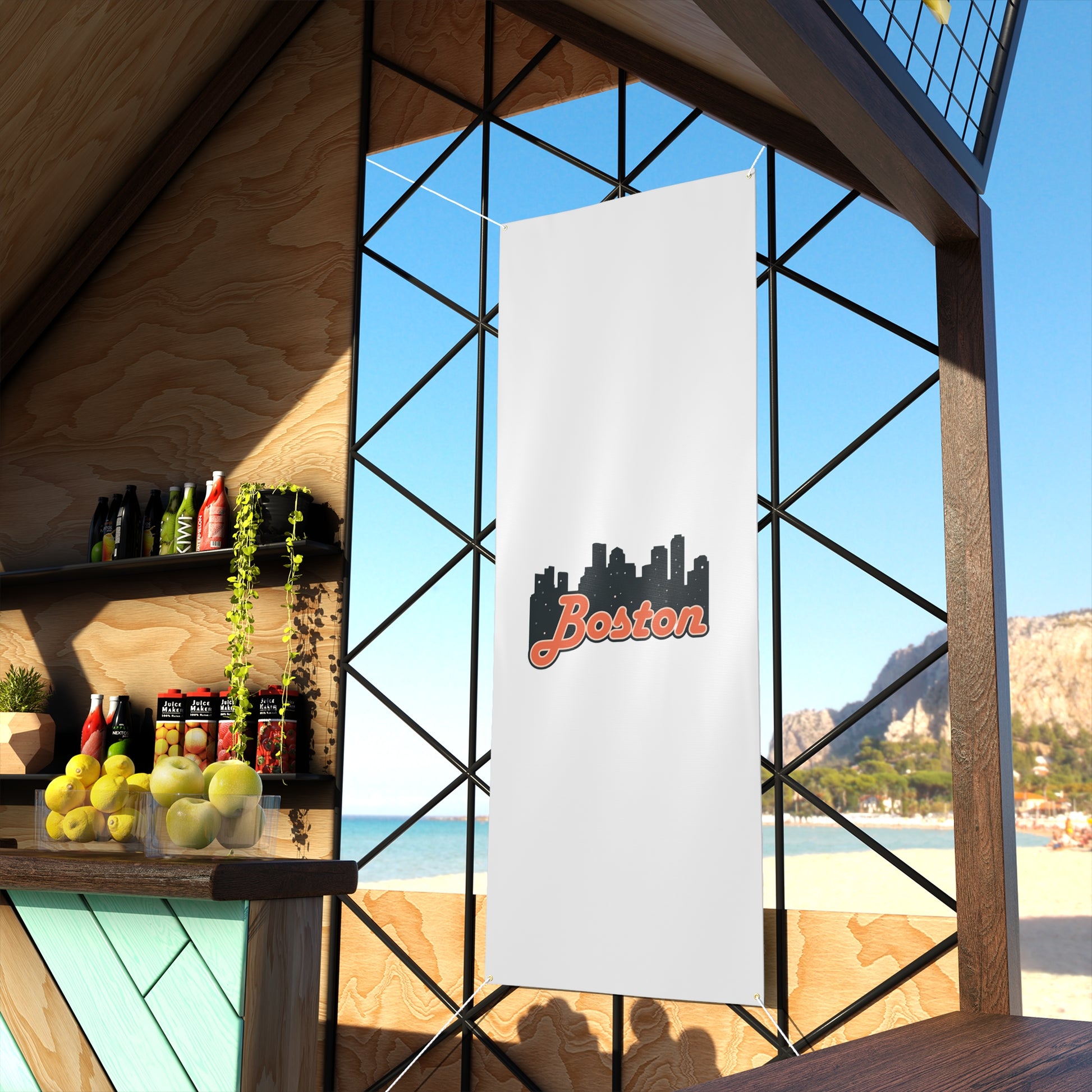 Boston City Skyline Matte Banner, Personalized Wall Decor, Outdoor Party Sign, Event Decoration, Sports Theme, Gift for Boston Fans