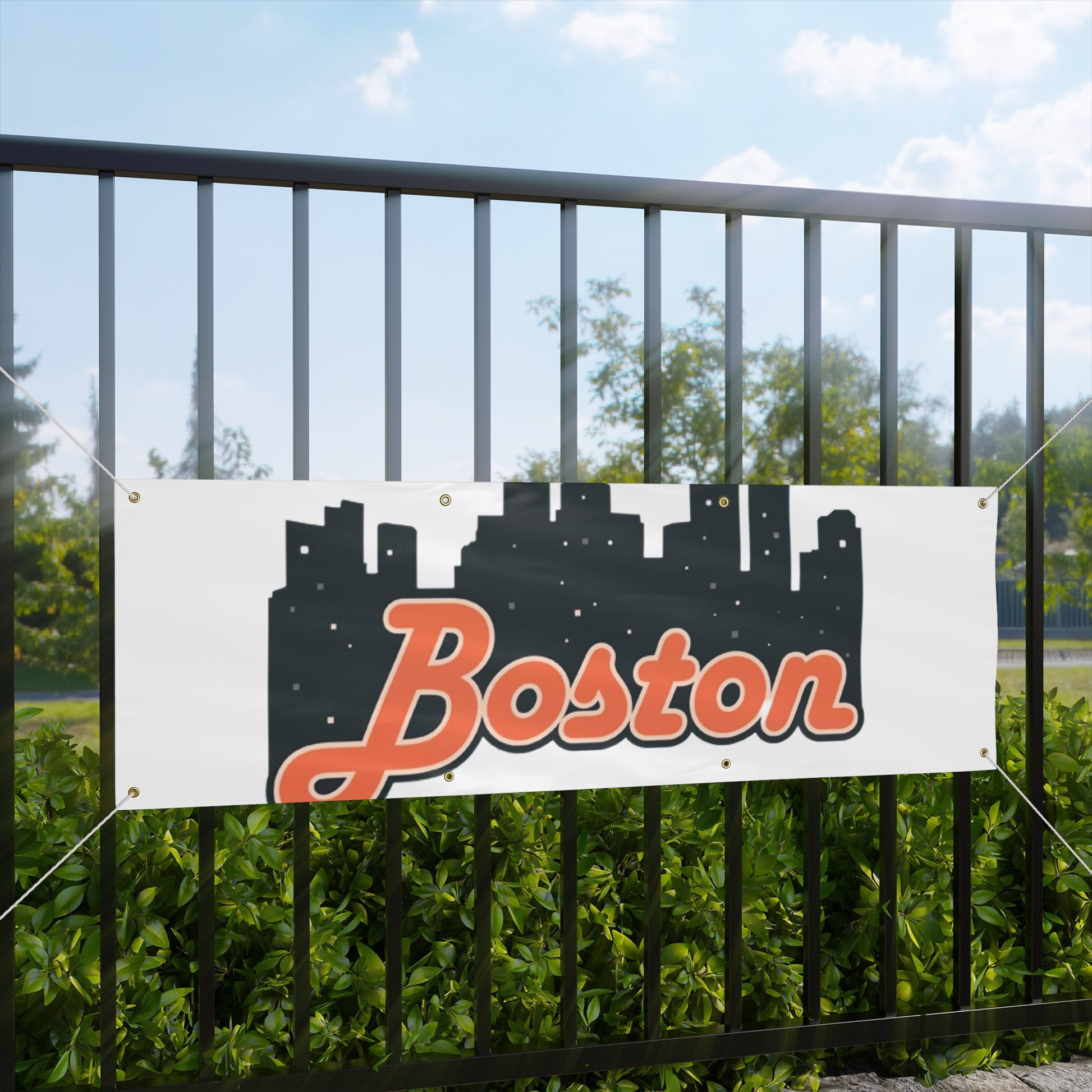 Boston City Skyline Matte Banner, Personalized Wall Decor, Outdoor Party Sign, Event Decoration, Sports Theme, Gift for Boston Fans