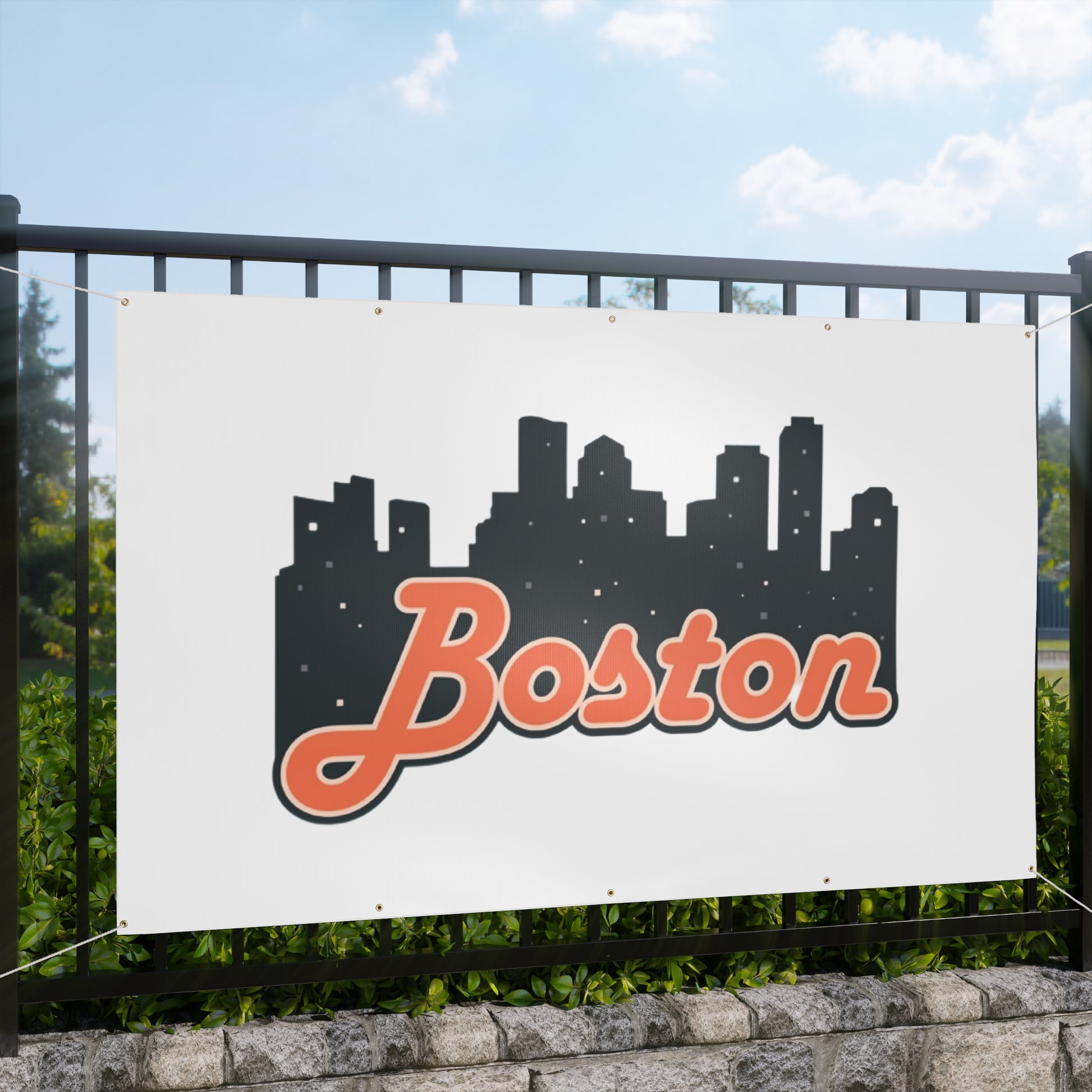 Boston City Skyline Matte Banner, Personalized Wall Decor, Outdoor Party Sign, Event Decoration, Sports Theme, Gift for Boston Fans