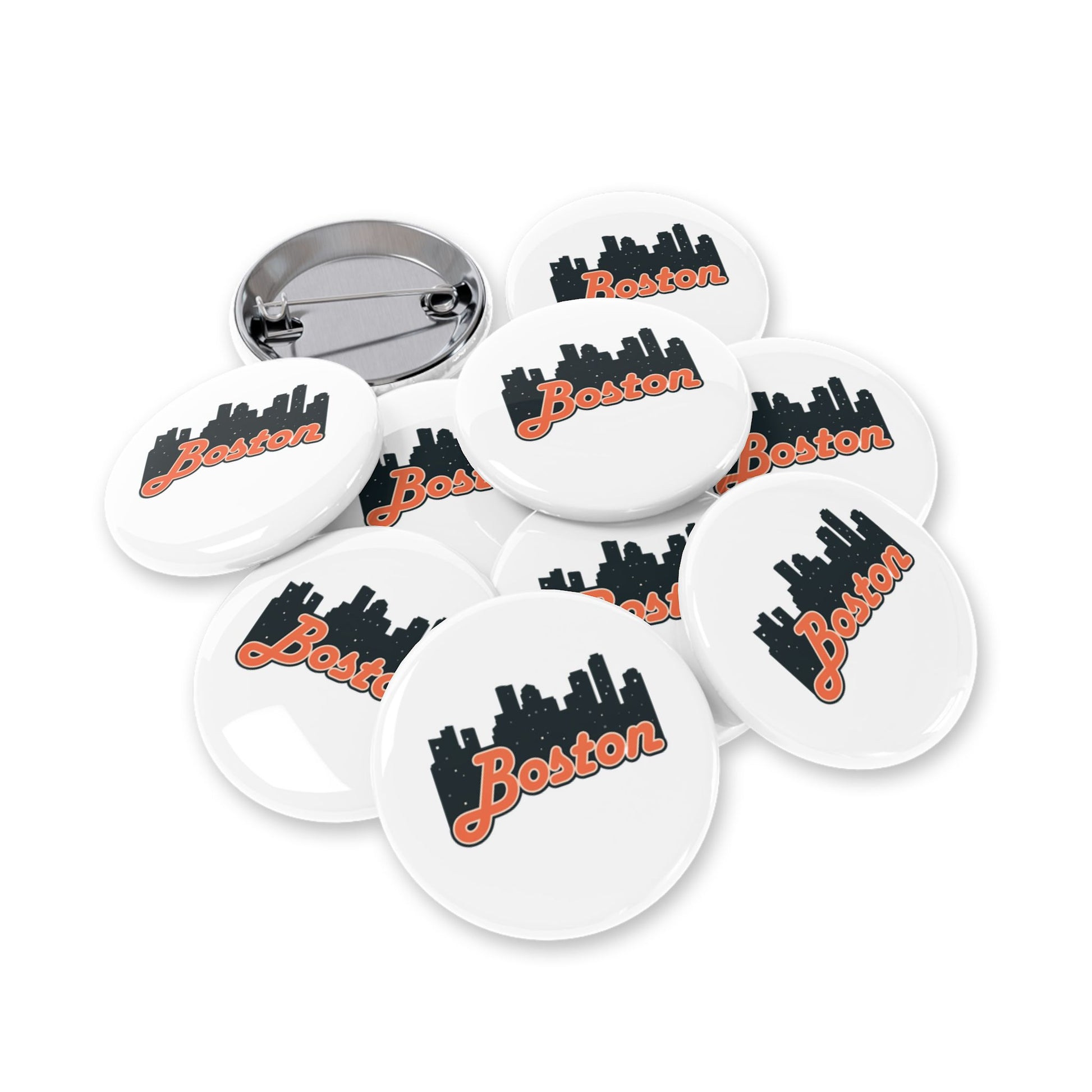 Boston Cityscape Round Pins, Enamel Badges for Jackets, Travel Souvenirs, Gifts for Him/Her, Nostalgic Accessories, Collector's Items