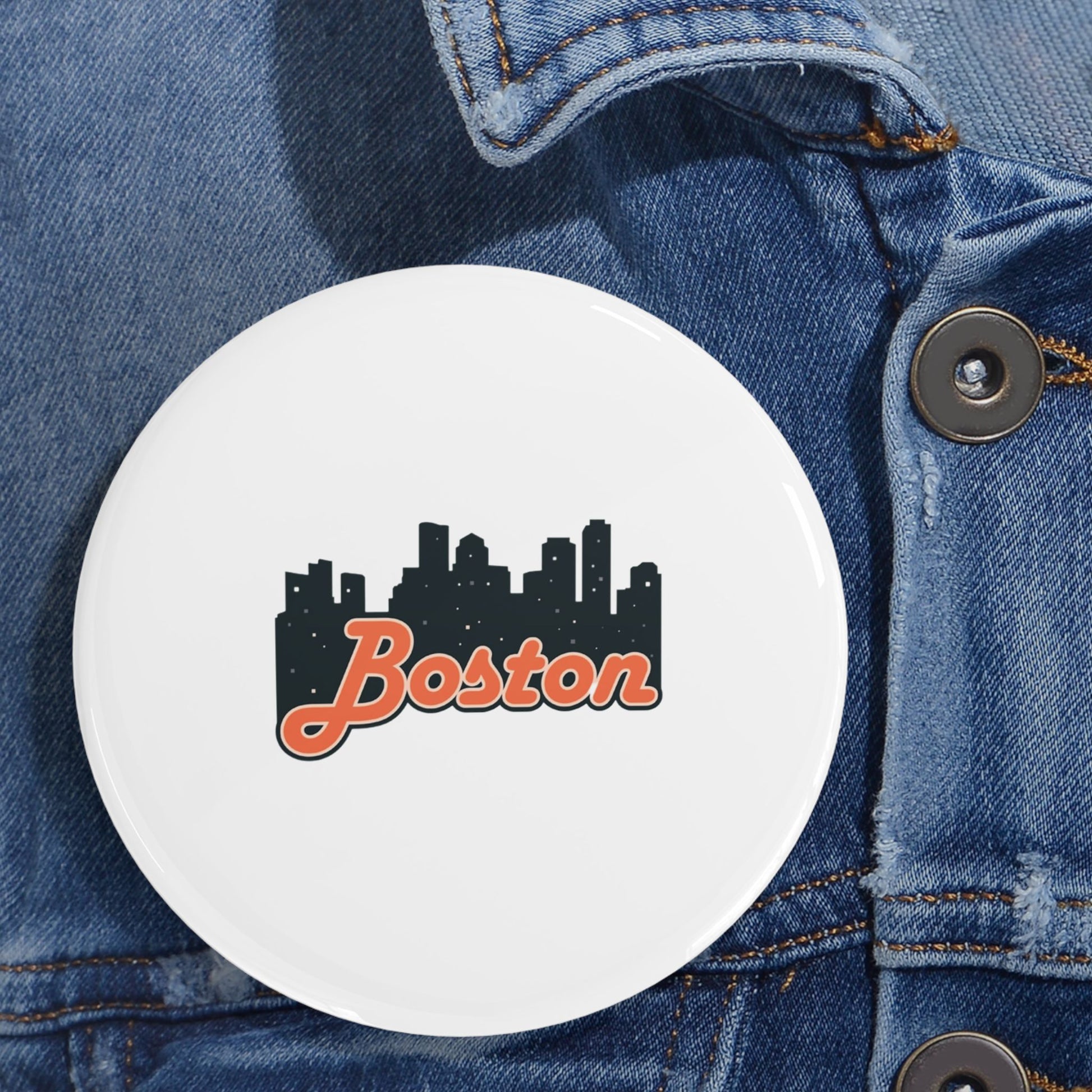 Boston Cityscape Round Pins, Enamel Badges for Jackets, Travel Souvenirs, Gifts for Him/Her, Nostalgic Accessories, Collector's Items