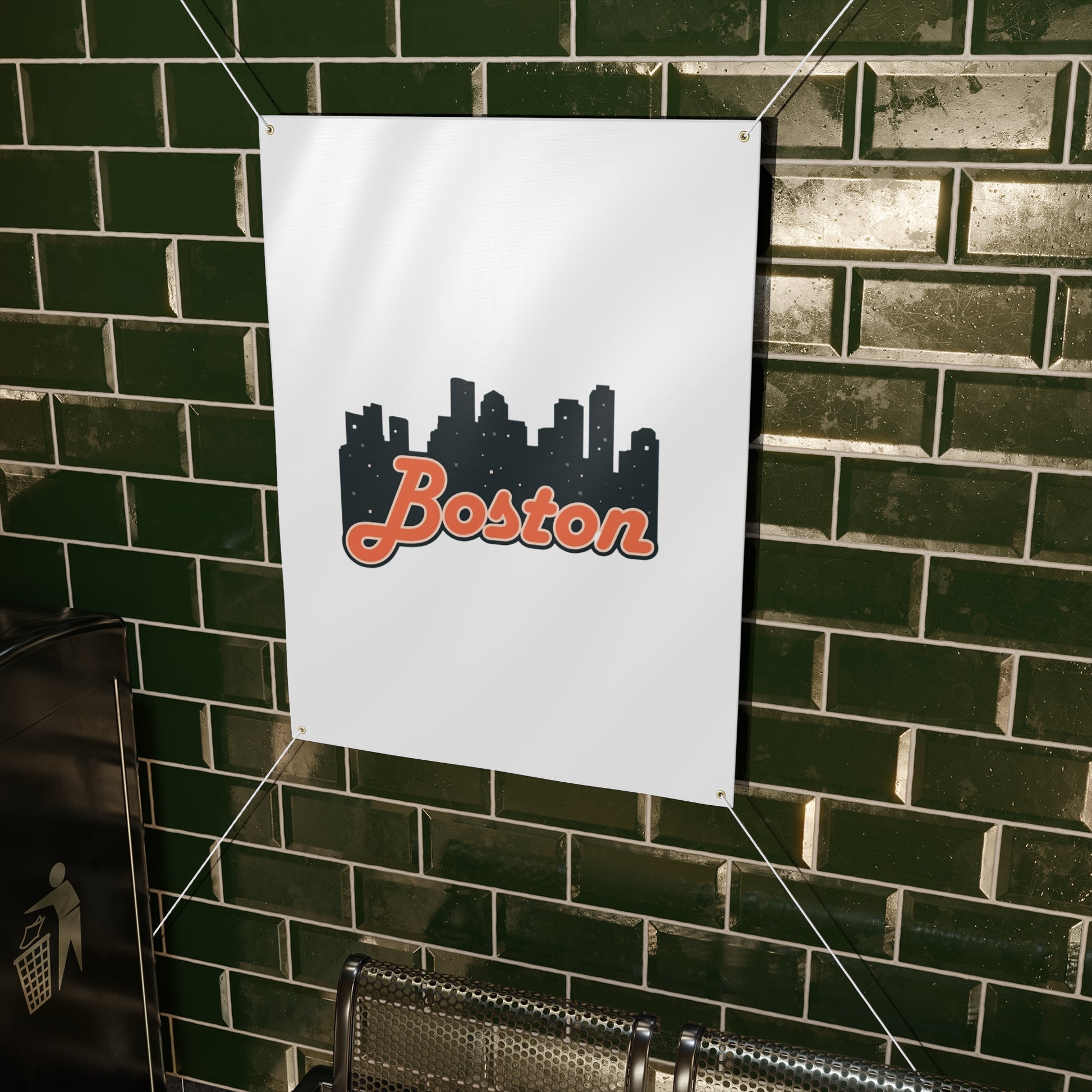 Boston City Skyline Matte Banner, Personalized Wall Decor, Outdoor Party Sign, Event Decoration, Sports Theme, Gift for Boston Fans