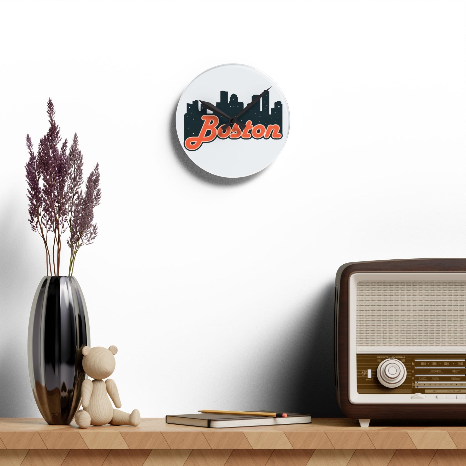 Boston Acrylic Wall Clock - Modern Home Decor, Unique Wall Art, Gift for Boston Lovers, City Skyline Decoration, Stylish Timepiece