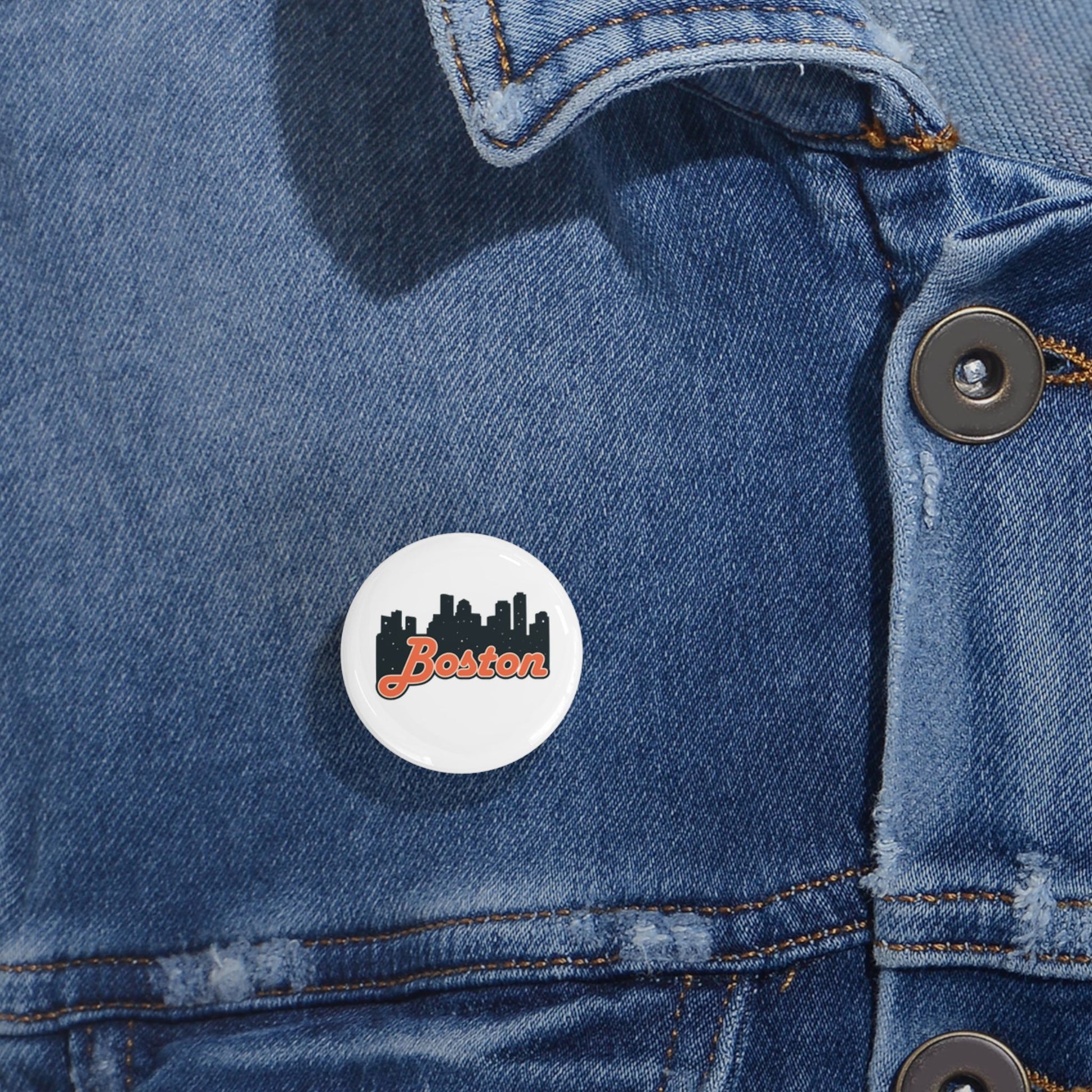 Boston Cityscape Round Pins, Enamel Badges for Jackets, Travel Souvenirs, Gifts for Him/Her, Nostalgic Accessories, Collector's Items
