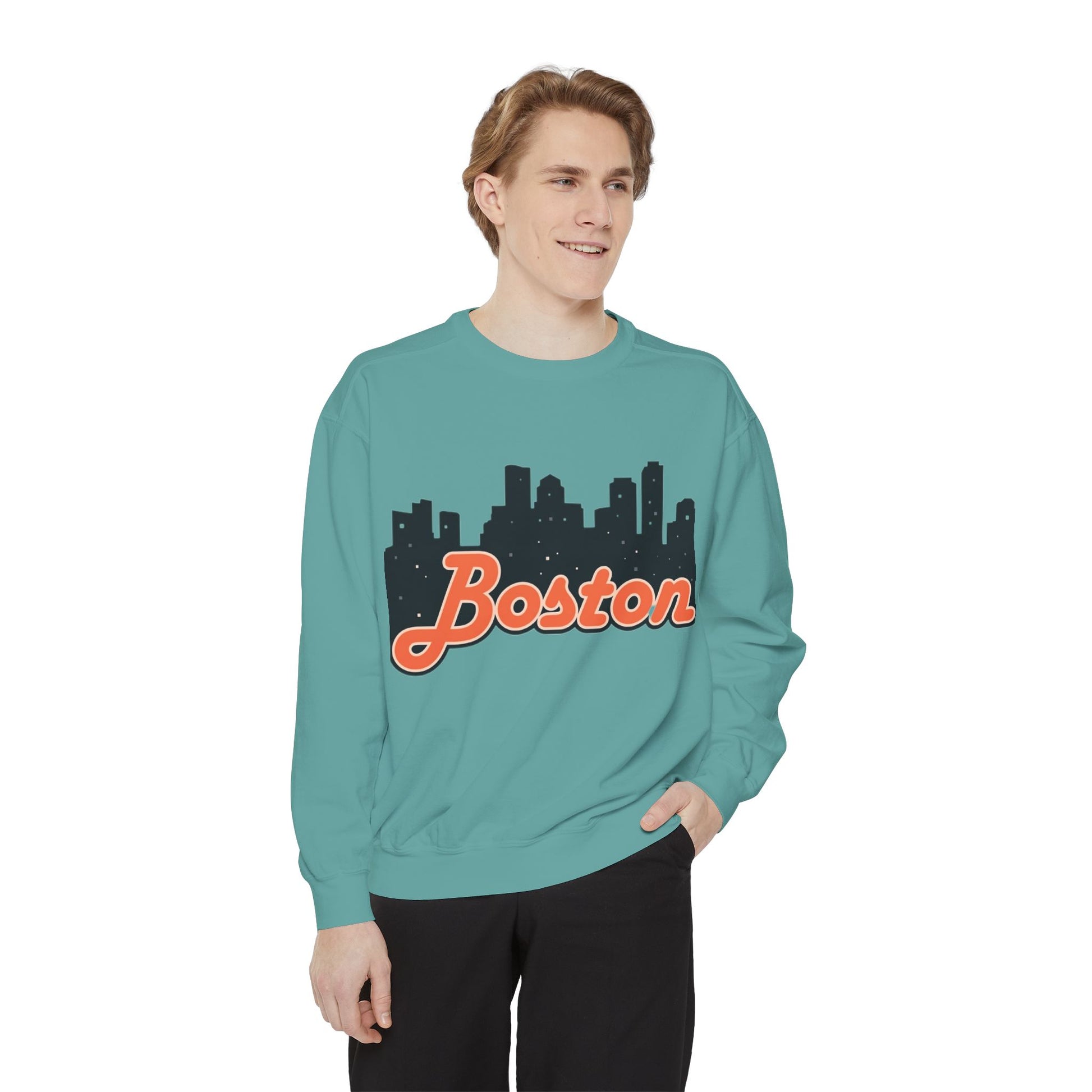 Boston City Skyline Unisex Sweatshirt, Cozy Streetwear, Perfect for Fall Outfits, Gift for Boston Lovers, Travel Apparel