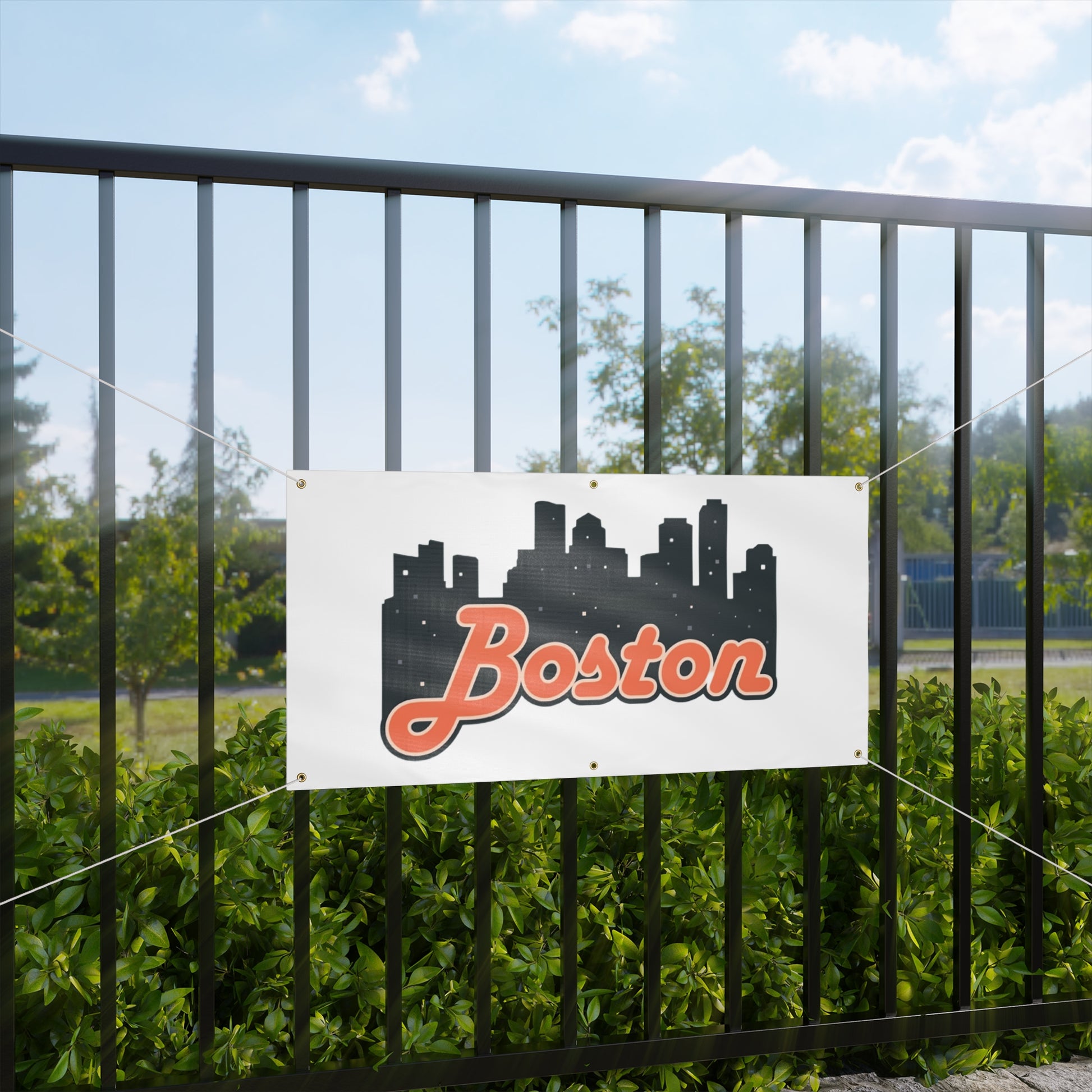 Boston City Skyline Matte Banner, Personalized Wall Decor, Outdoor Party Sign, Event Decoration, Sports Theme, Gift for Boston Fans