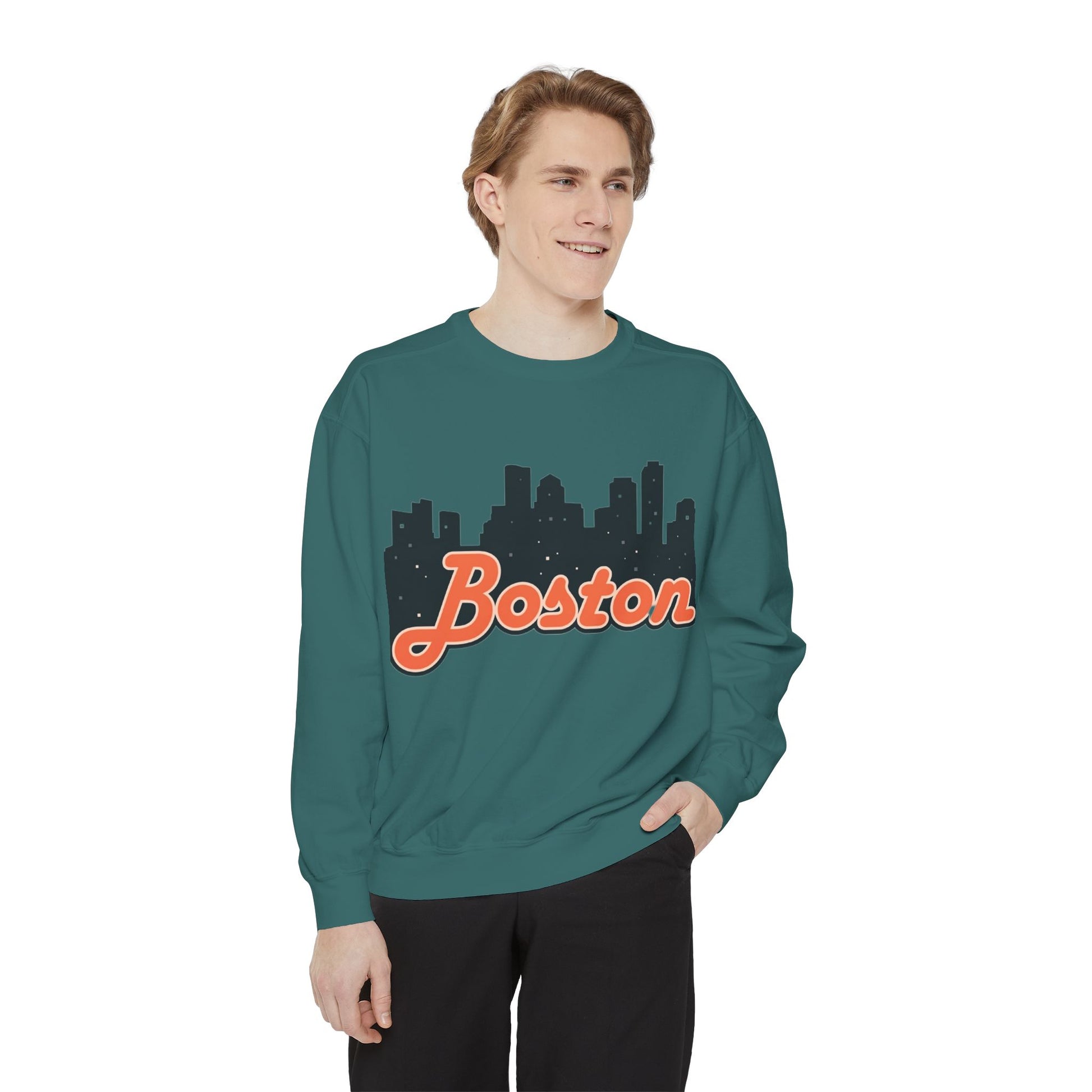 Boston City Skyline Unisex Sweatshirt, Cozy Streetwear, Perfect for Fall Outfits, Gift for Boston Lovers, Travel Apparel