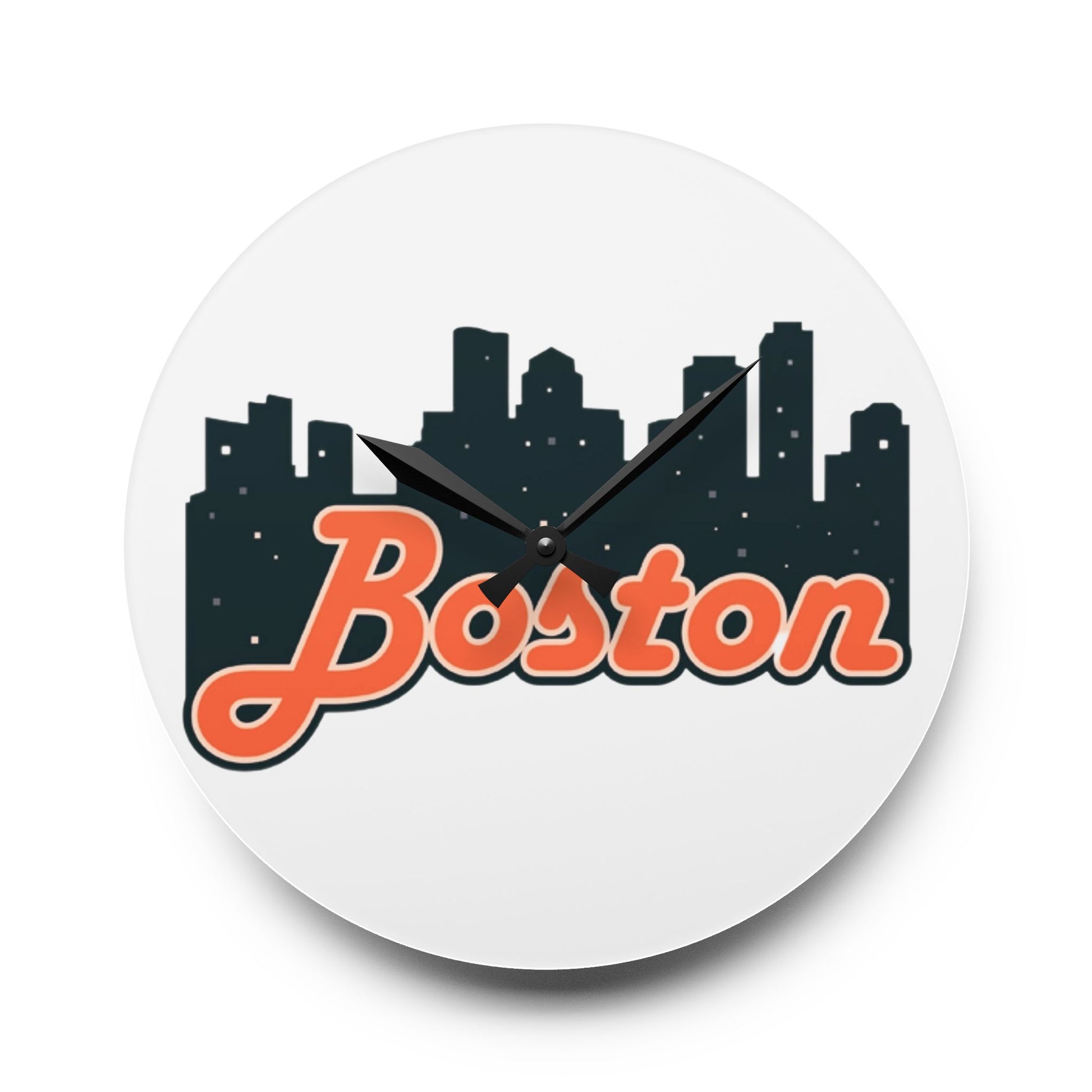Boston Acrylic Wall Clock - Modern Home Decor, Unique Wall Art, Gift for Boston Lovers, City Skyline Decoration, Stylish Timepiece