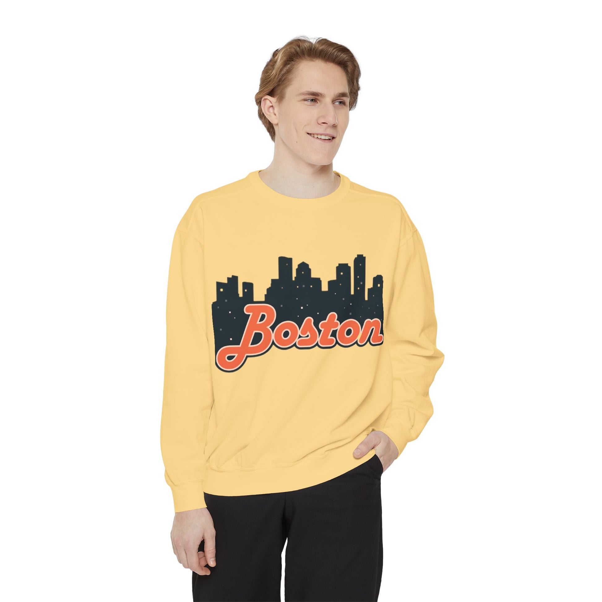 Boston City Skyline Unisex Sweatshirt, Cozy Streetwear, Perfect for Fall Outfits, Gift for Boston Lovers, Travel Apparel