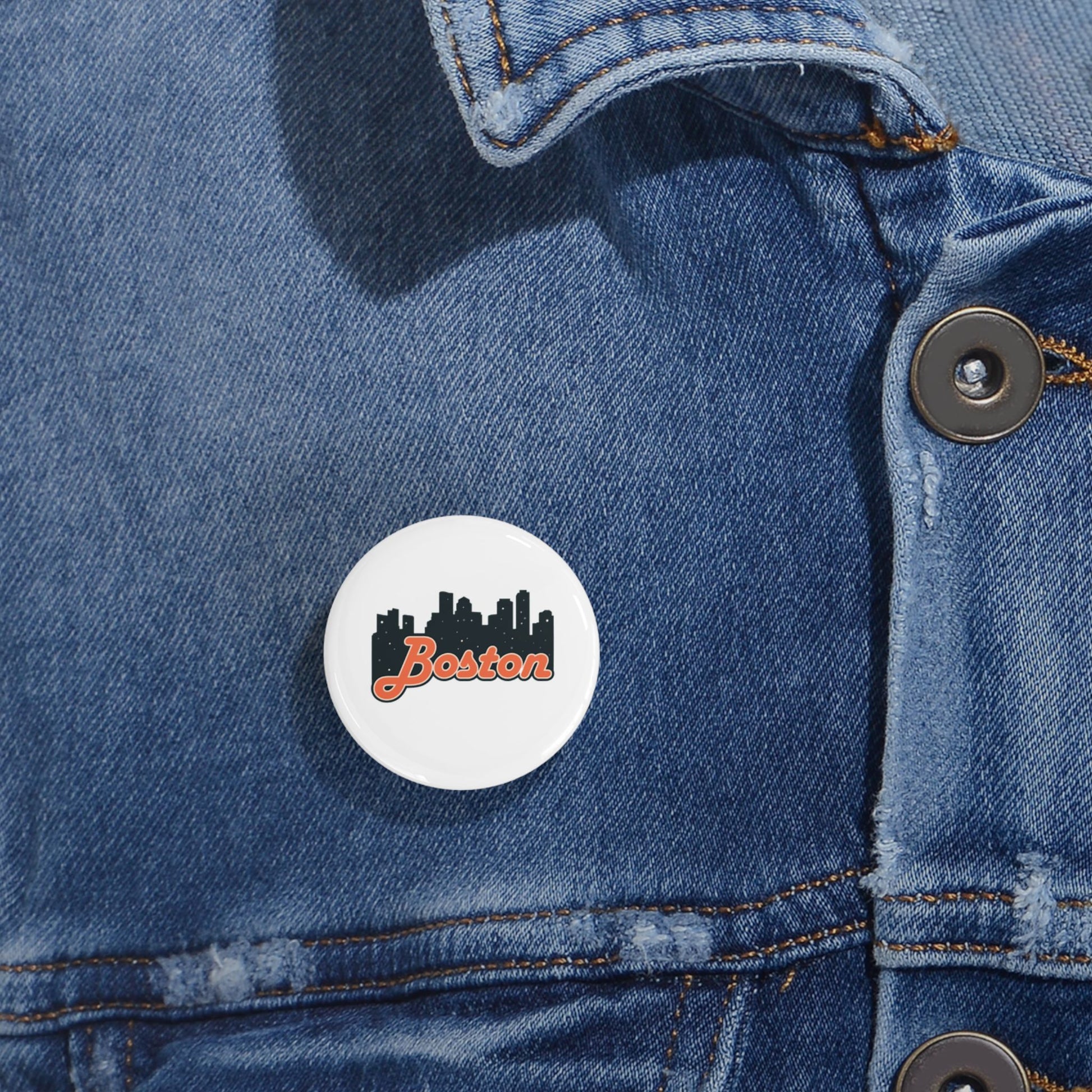 Boston Cityscape Round Pins, Enamel Badges for Jackets, Travel Souvenirs, Gifts for Him/Her, Nostalgic Accessories, Collector's Items