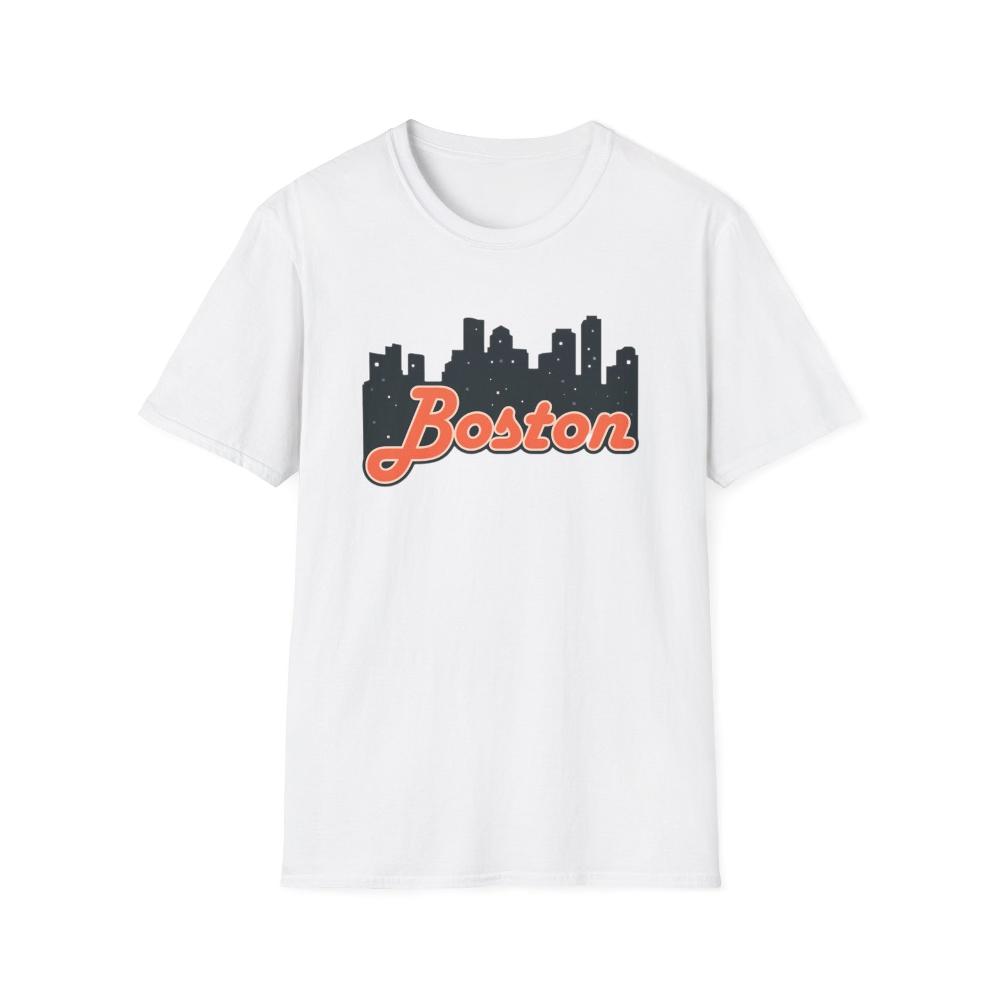 Boston Skyline Unisex Softstyle T-Shirt, City Tee, Gift for Travelers, Summer Casual Wear, Urban Style Shirt, Boston Pride