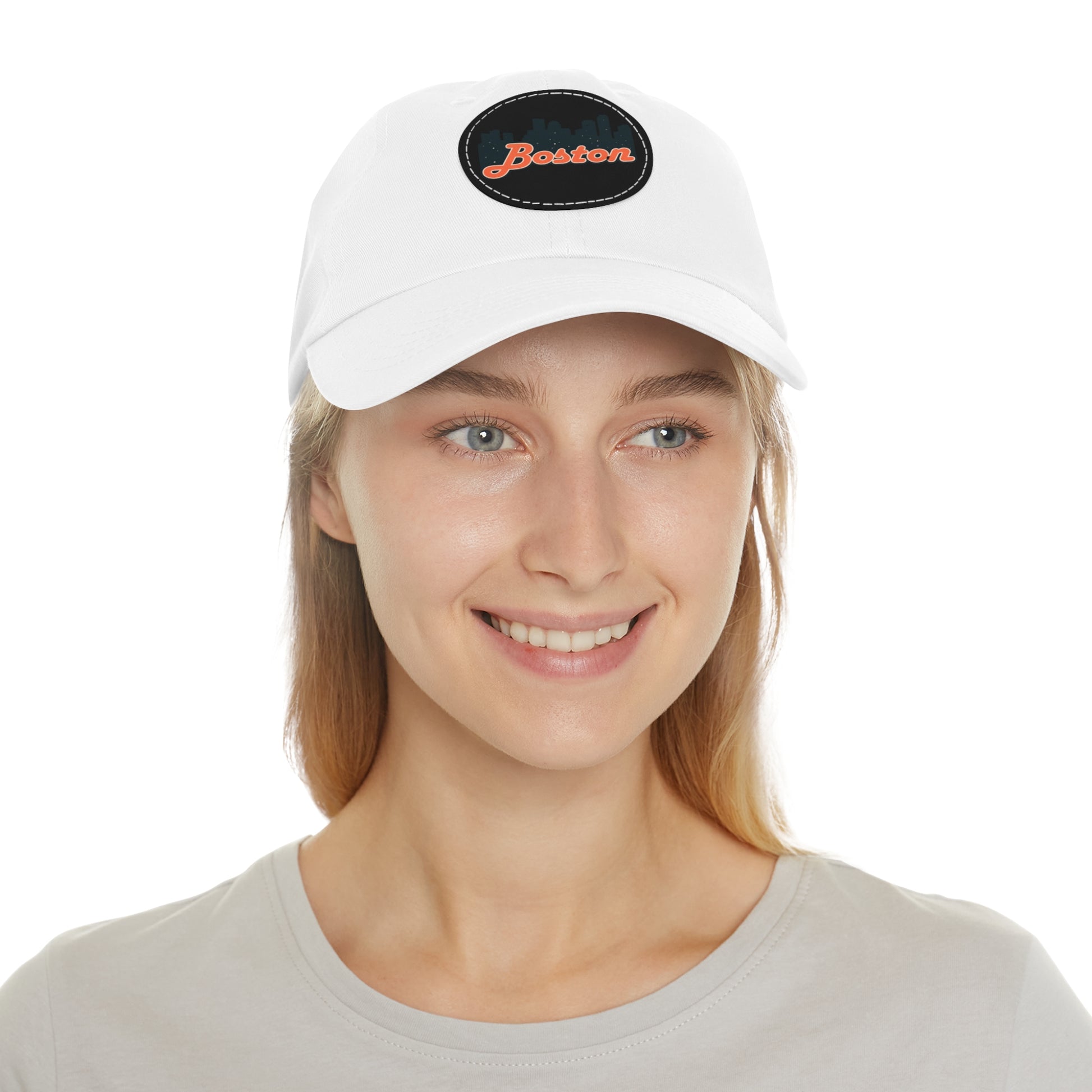 Boston Leather Patch Dad Hat, Casual Cap for Gifting, Outdoor Events, Father's Day Gift, Trendy Accessories for Men