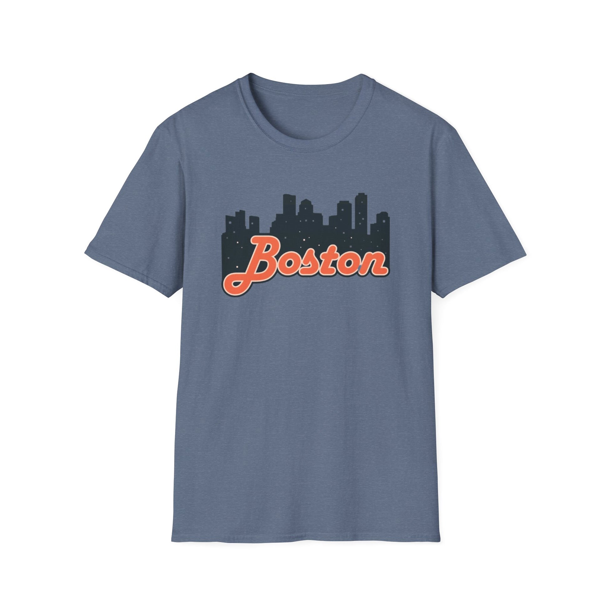 Boston Skyline Unisex Softstyle T-Shirt, City Tee, Gift for Travelers, Summer Casual Wear, Urban Style Shirt, Boston Pride