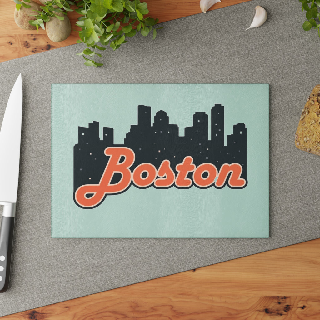 Boston Skyline Glass Cutting Board, Kitchen Decor, Gourmet Gift, Home Gift, Housewarming Present, Cooking Enthusiasts