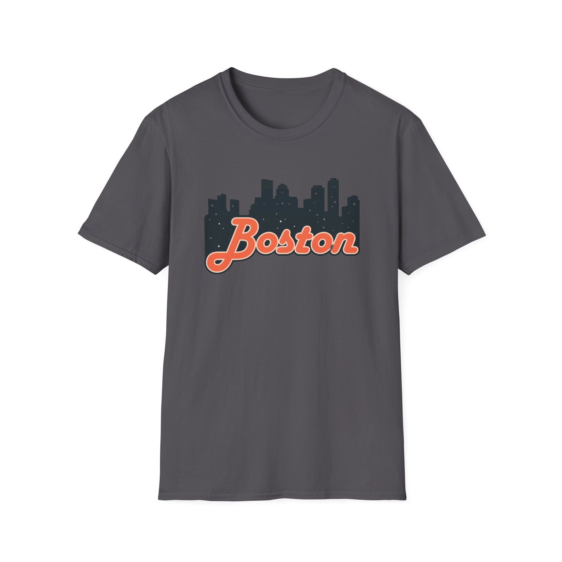 Boston Skyline Unisex Softstyle T-Shirt, City Tee, Gift for Travelers, Summer Casual Wear, Urban Style Shirt, Boston Pride