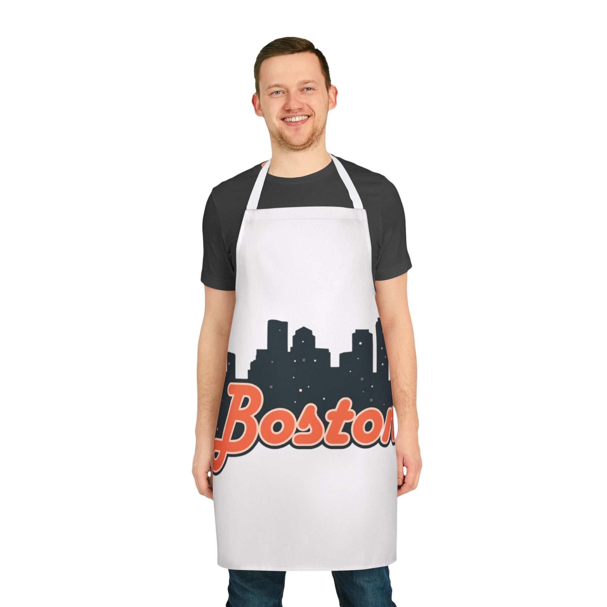 Boston Skyline Apron with Colorful Straps | Perfect Gift for Chefs, Cooking Enthusiasts, Food Lovers, Housewarming, Birthdays